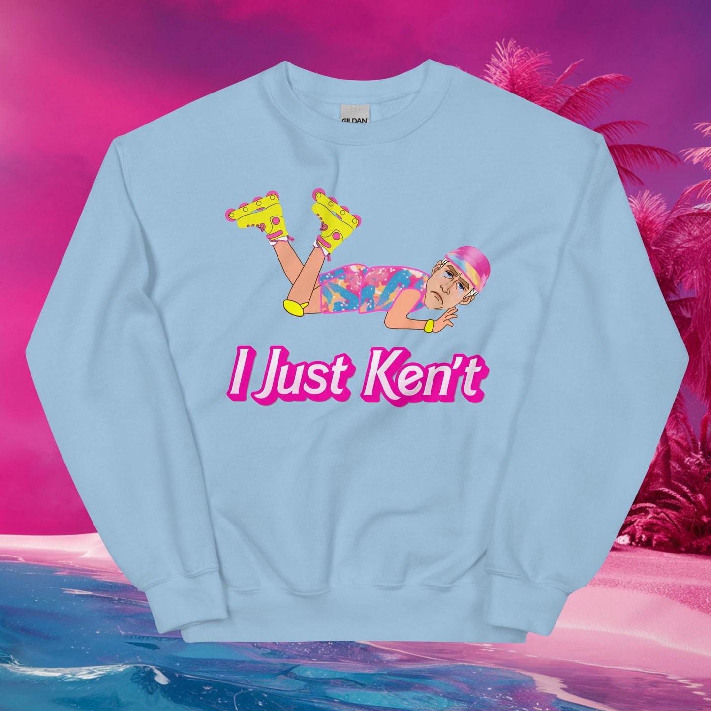 I Just Ken't I just Can't Ryan Gosling Ken Barbie Movie Unisex Sweatshirt Light Blue Sweatshirts Barbie Celebrities Ken Movies Ryan Gosling Next Cult Brand