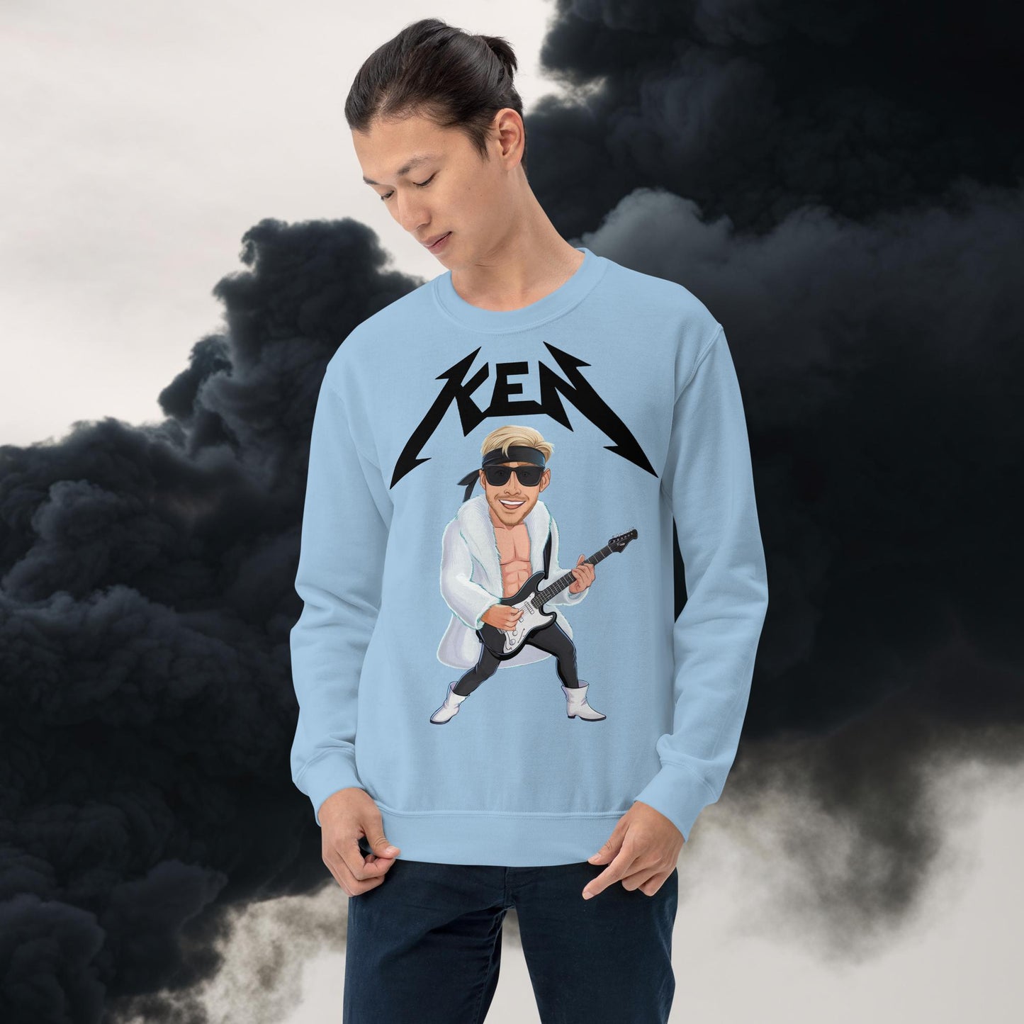 Rockstar Ken Barbie Movie Ryan Gosling Unisex Sweatshirt Light Blue Sweatshirts Barbie Celebrities Ken Movies Ryan Gosling Next Cult Brand