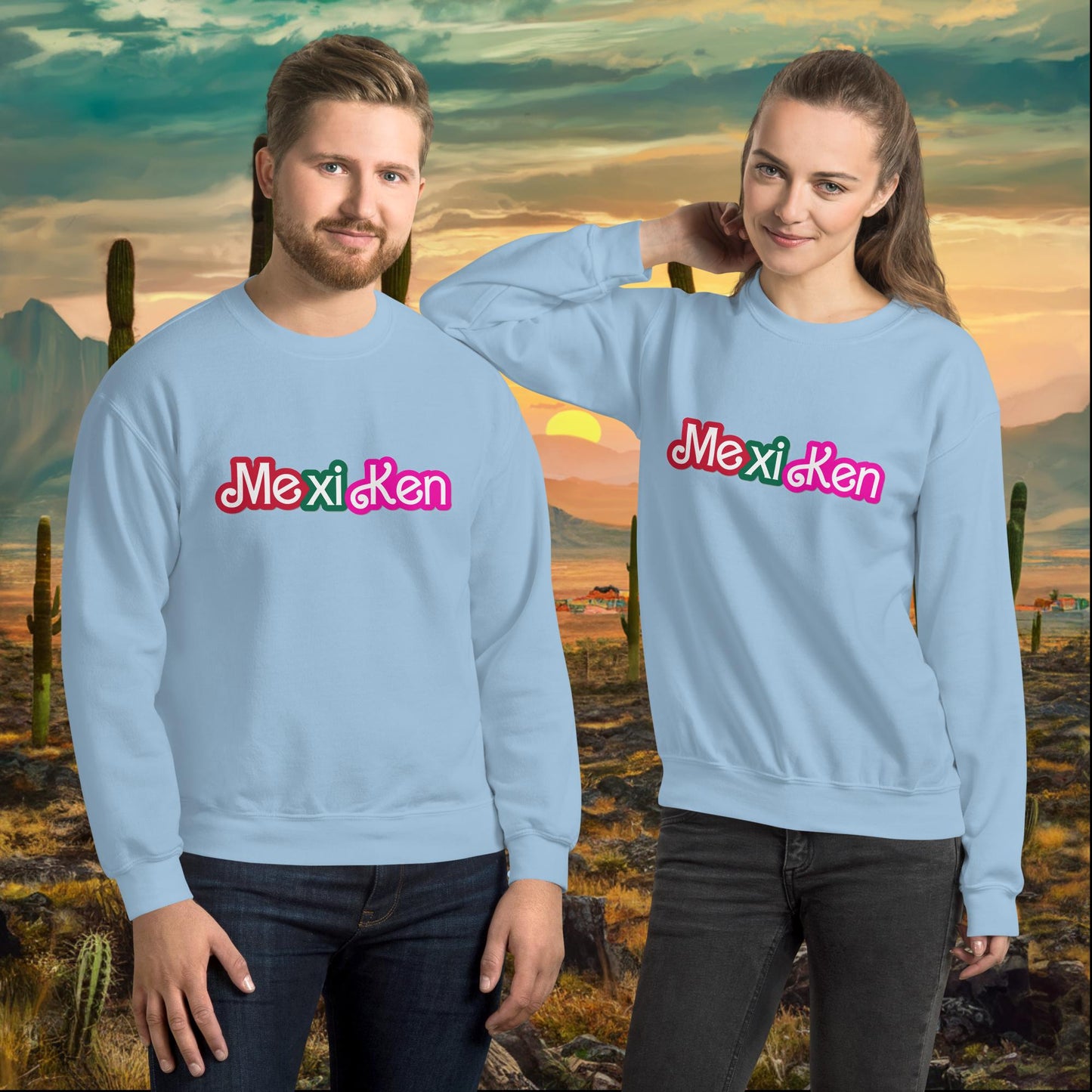 MexiKen Ken Barbie Mexico Mexican Mexicana Latino Latina Latinx Unisex Sweatshirt Light Blue Sweatshirts Barbie Ken Mexico Movies Next Cult Brand