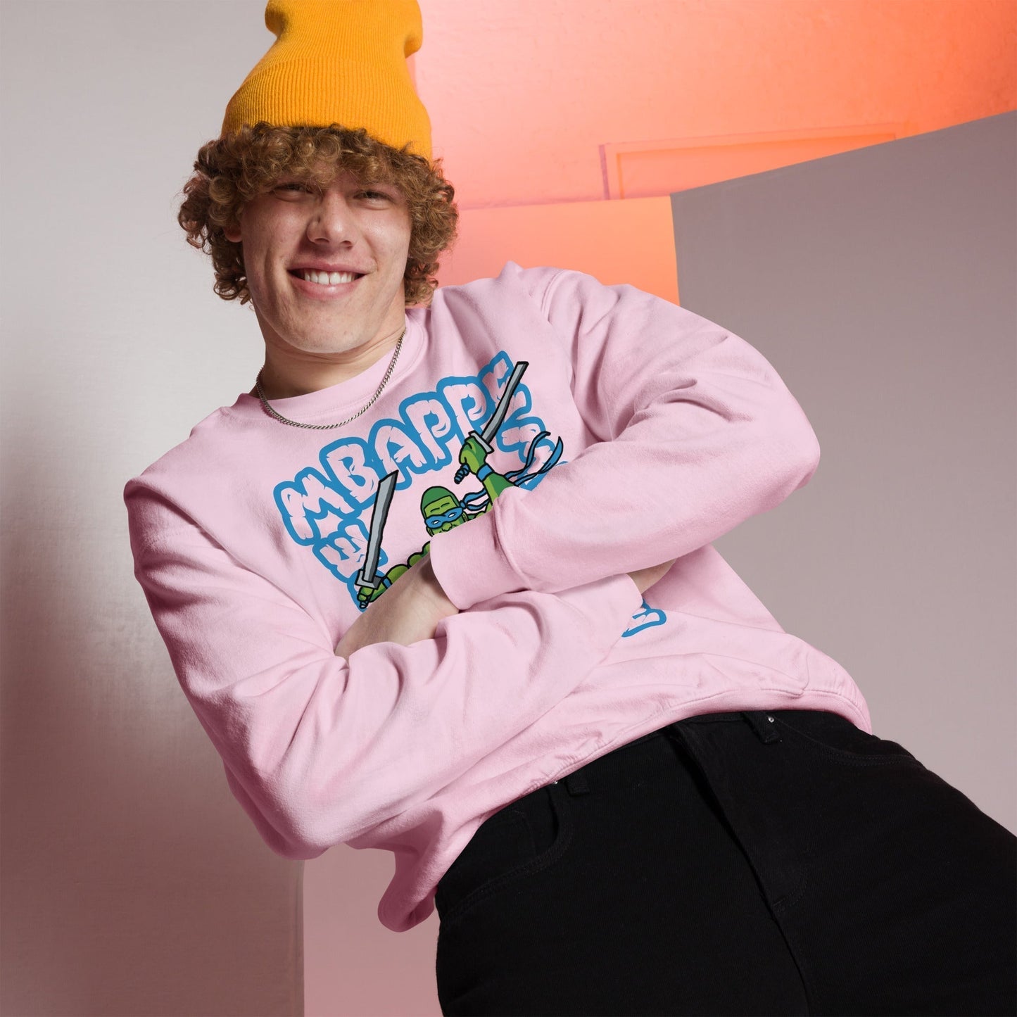 Kylian Mbappe Blue Ninja Turtle Leonardo Unisex Sweatshirt Sweatshirts Football Kylian Mbappe Ninja Turtles PSG Real Madrid Next Cult Brand
