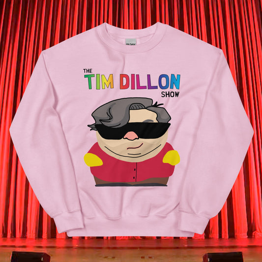 Tim Dillon Cartman, Southpark, The Tim Dillon Show, Tim Dillon Podcast, Tim Dillon Merch, Tim Dillon Unisex Sweatshirt Light Pink Sweatshirts Podcasts Stand-up Comedy Tim Dillon Next Cult Brand