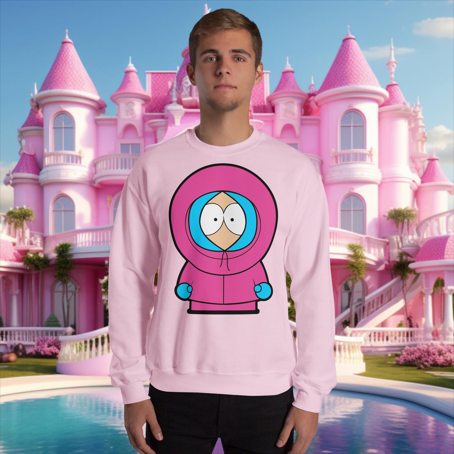 Kenny McCormick Ken Ryan Gosling Barbie South Park Kenny Unisex Sweatshirt Light Pink Sweatshirts Barbie Ken Kenny Movies South Park TV Shows Next Cult Brand