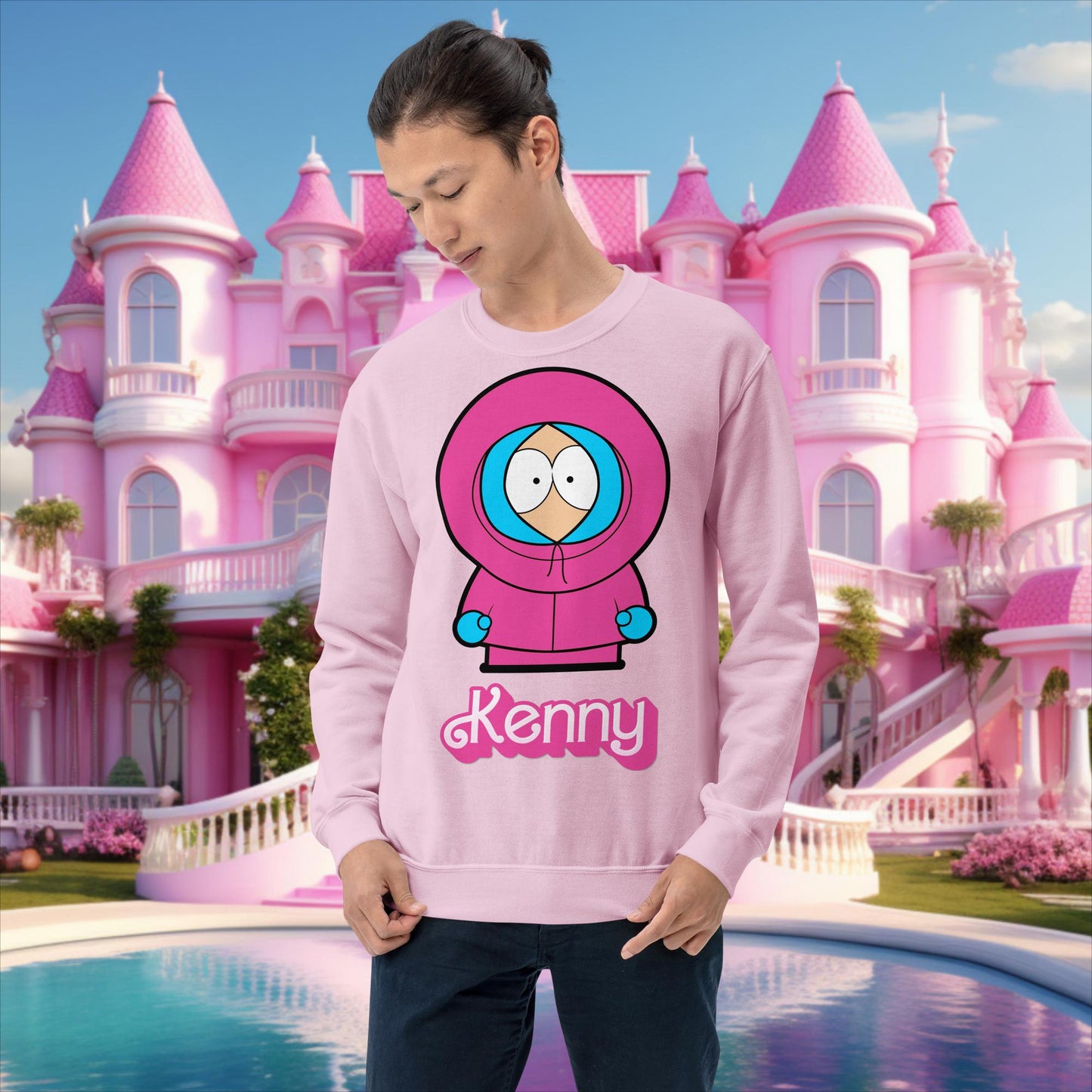 Kenny McCormick Ken Ryan Gosling Barbie South Park Kenny Unisex Sweatshirt Light Pink Sweatshirts Barbie Ken Kenny Movies South Park TV Shows Next Cult Brand