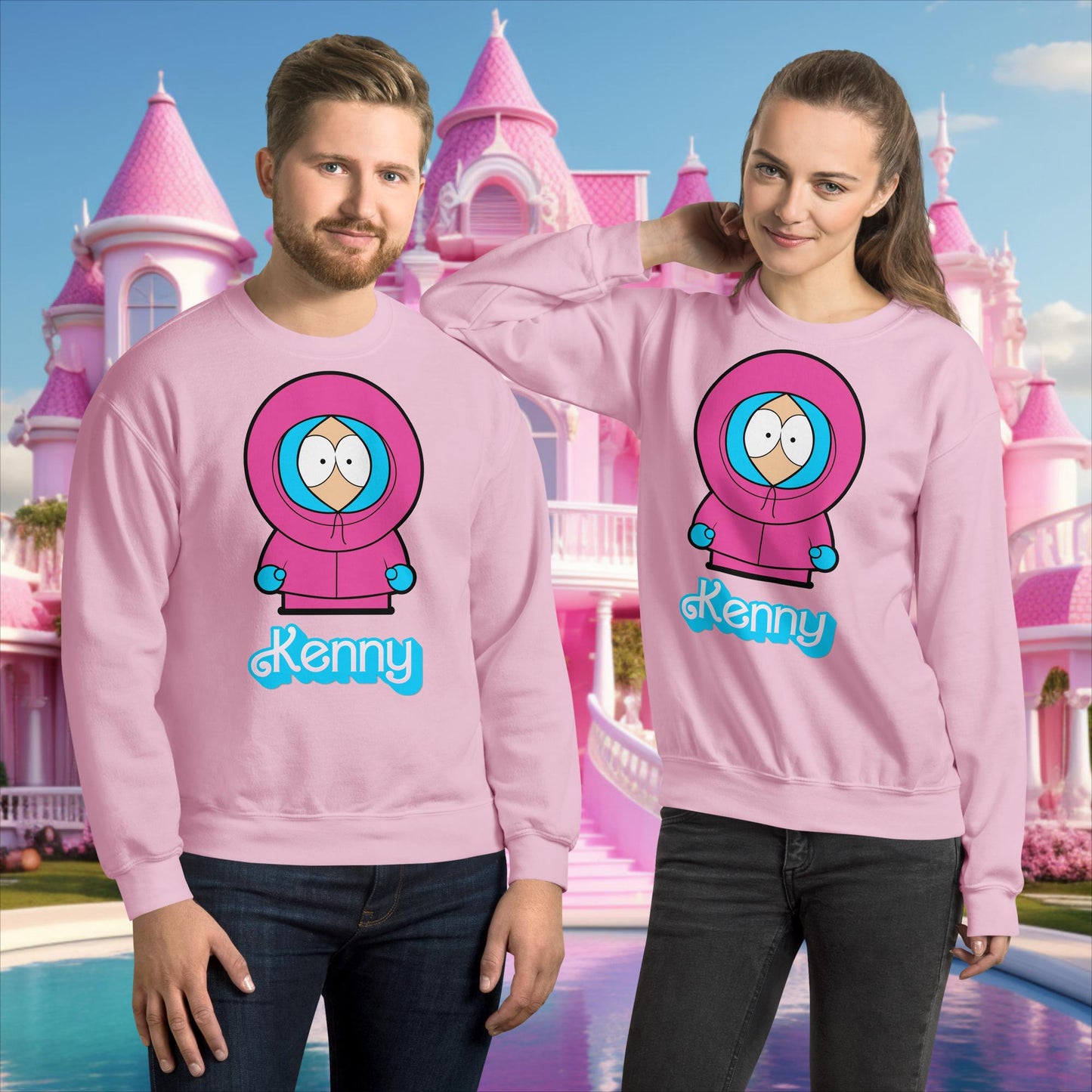 Kenny McCormick Ken Ryan Gosling Barbie South Park Kenny Unisex Sweatshirt Light Pink Sweatshirts Barbie Ken Kenny Movies South Park TV Shows Next Cult Brand