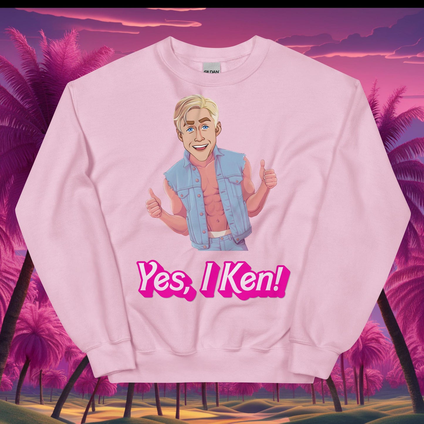 Yes I Ken Yes I can Ryan Gosling Ken Barbie Movie Unisex Sweatshirt Light Pink Sweatshirts Barbie Celebrities Ken Movies Ryan Gosling Next Cult Brand