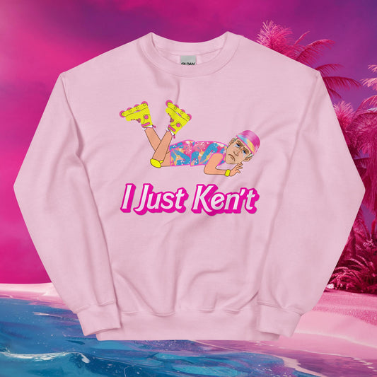I Just Ken't I just Can't Ryan Gosling Ken Barbie Movie Unisex Sweatshirt Light Pink Sweatshirts Barbie Celebrities Ken Movies Ryan Gosling Next Cult Brand