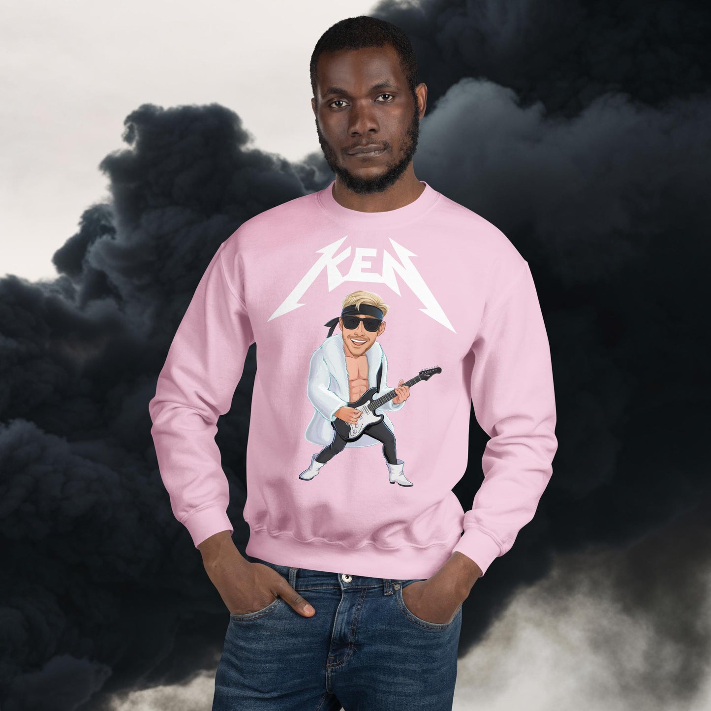 Rockstar Ken Barbie Movie Ryan Gosling Unisex Sweatshirt Light Pink Sweatshirts Barbie Celebrities Ken Movies Ryan Gosling Next Cult Brand
