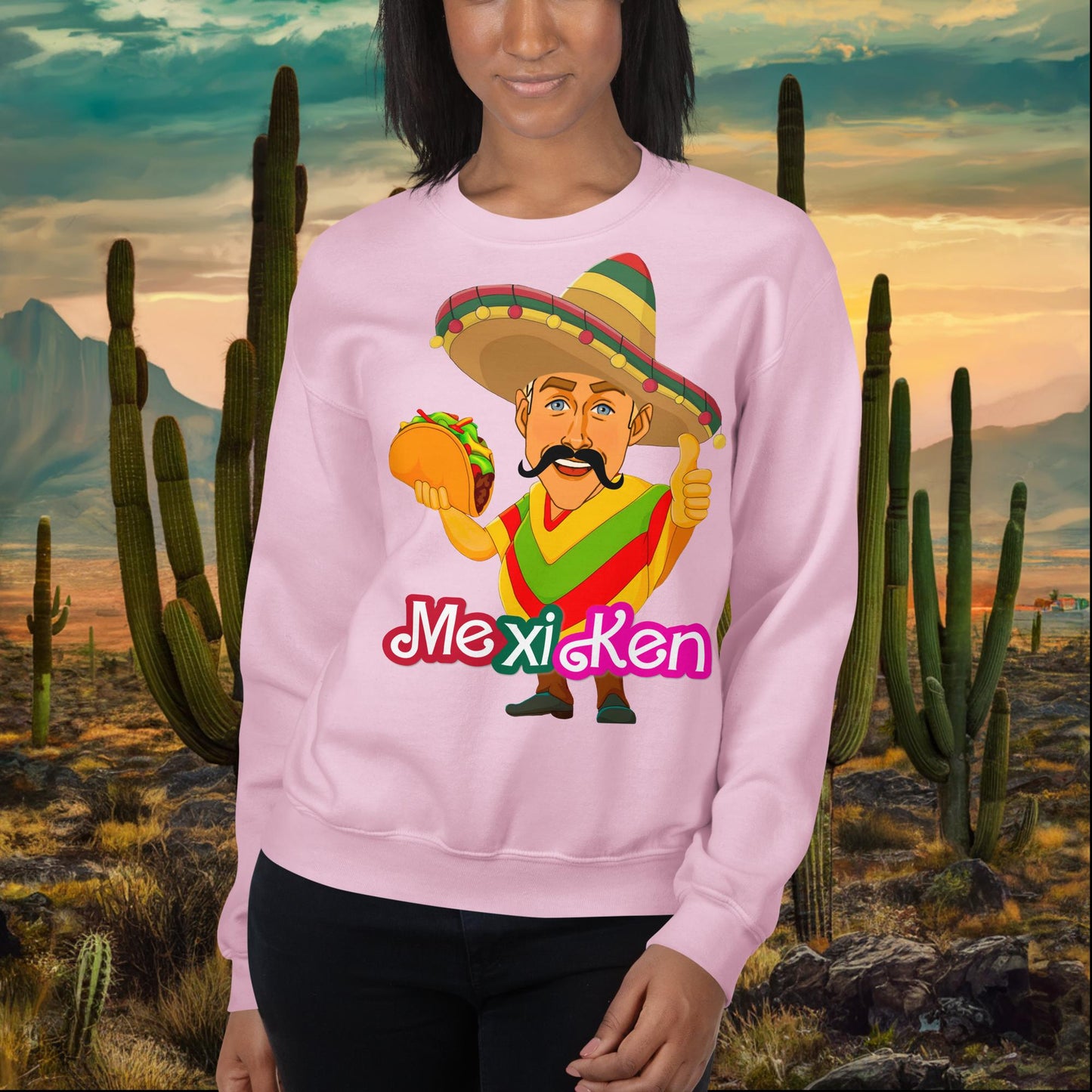 MexiKen Ken Barbie Movie Ryan Gosling Mexican Unisex Sweatshirt Light Pink Sweatshirts Barbie Celebrities Ken Mexico Movies Ryan Gosling Next Cult Brand
