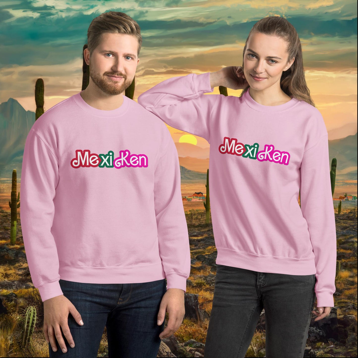 MexiKen Ken Barbie Mexico Mexican Mexicana Latino Latina Latinx Unisex Sweatshirt Light Pink Sweatshirts Barbie Ken Mexico Movies Next Cult Brand