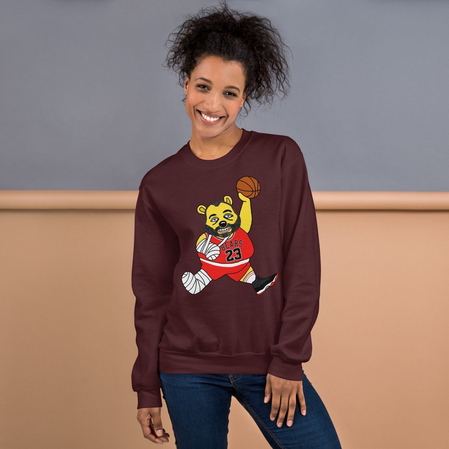 Air Segura, Tom Segura Basketball, Your Mom's House (YMH), 2 Bears 1 Cave, Funny Unisex Sweatshirt Maroon Sweatshirts 2 Bears 1 Cave Air Segura Podcasts Stand-up Comedy Tom Segura YMH Next Cult Brand