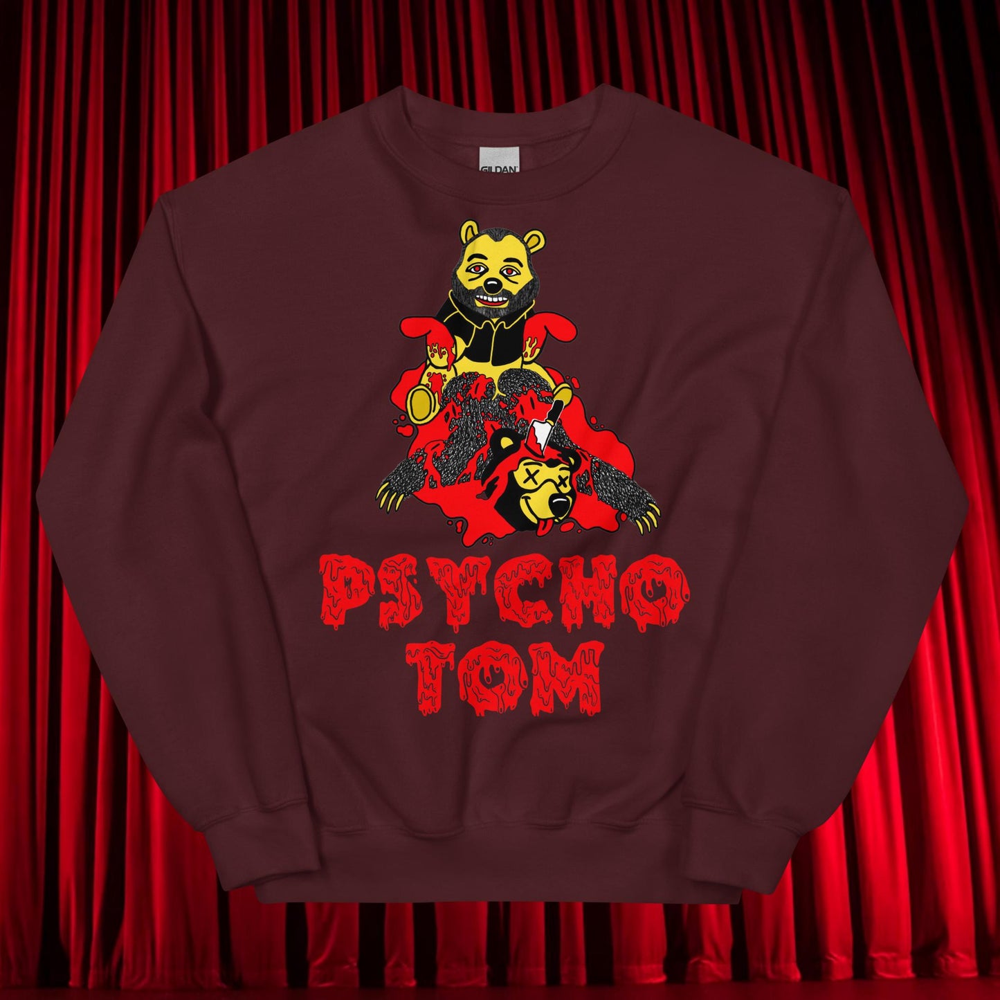 Psycho Tom Segura Sweatshirt, Tom Segura Shirt, YMH Sweatshirt, ymh gift, Your Moms House Gift, 2 Bears 1 Cave Shirt, 2B1C Shirt, 2B1C Gift Maroon Sweatshirts 2 Bears 1 Cave Podcasts Stand-up Comedy Tom Segura YMH Next Cult Brand