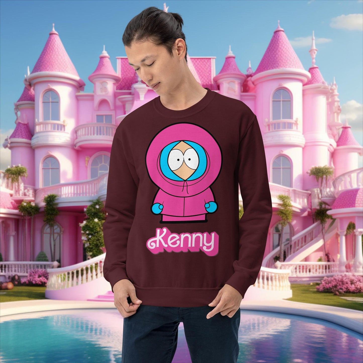Kenny McCormick Ken Ryan Gosling Barbie South Park Kenny Unisex Sweatshirt Maroon Sweatshirts Barbie Ken Kenny Movies South Park TV Shows Next Cult Brand