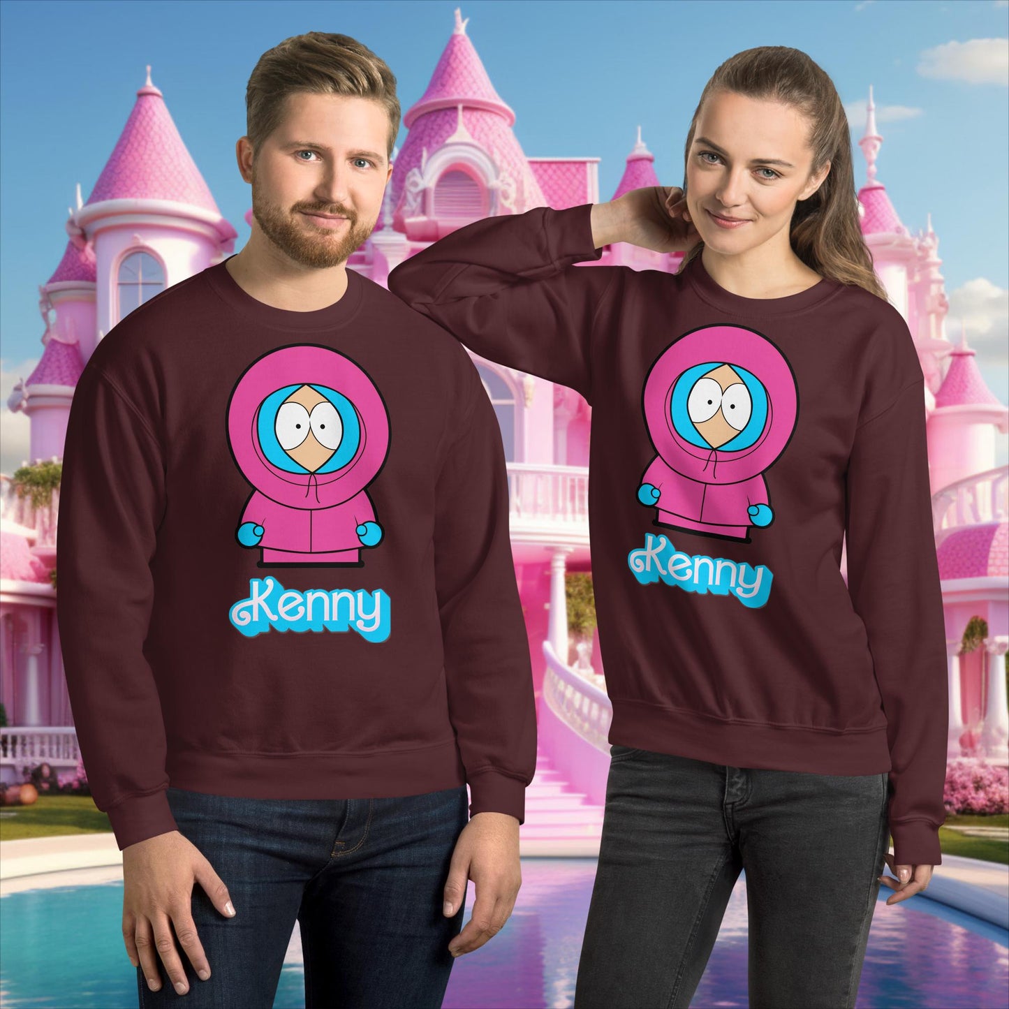 Kenny McCormick Ken Ryan Gosling Barbie South Park Kenny Unisex Sweatshirt Maroon Sweatshirts Barbie Ken Kenny Movies South Park TV Shows Next Cult Brand