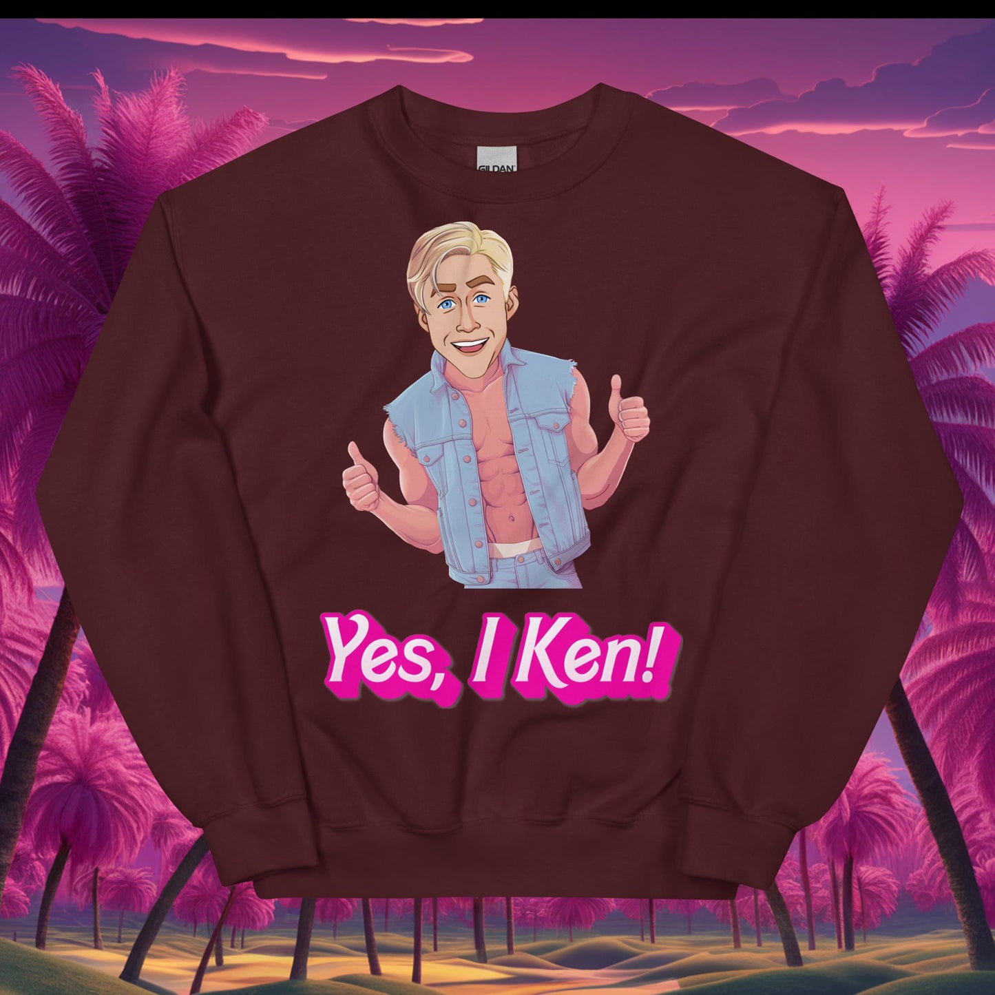 Yes I Ken Yes I can Ryan Gosling Ken Barbie Movie Unisex Sweatshirt Maroon Sweatshirts Barbie Celebrities Ken Movies Ryan Gosling Next Cult Brand