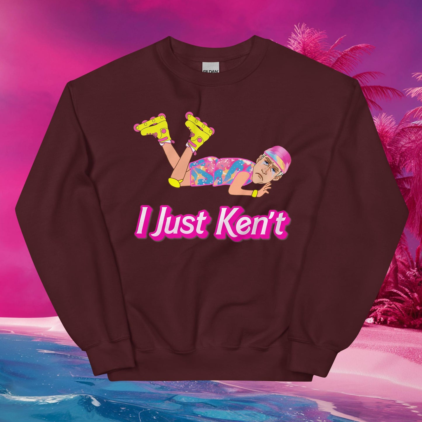 I Just Ken't I just Can't Ryan Gosling Ken Barbie Movie Unisex Sweatshirt Maroon Sweatshirts Barbie Celebrities Ken Movies Ryan Gosling Next Cult Brand