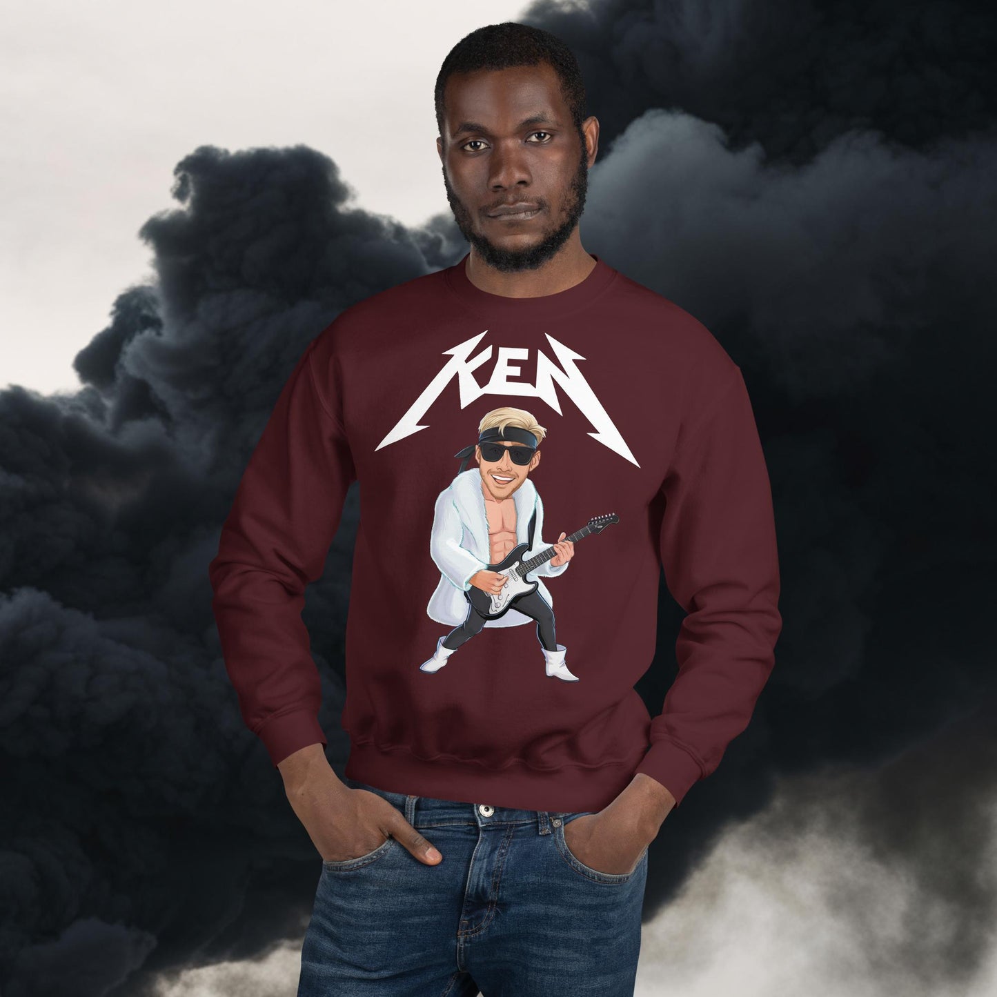 Rockstar Ken Barbie Movie Ryan Gosling Unisex Sweatshirt Maroon Sweatshirts Barbie Celebrities Ken Movies Ryan Gosling Next Cult Brand