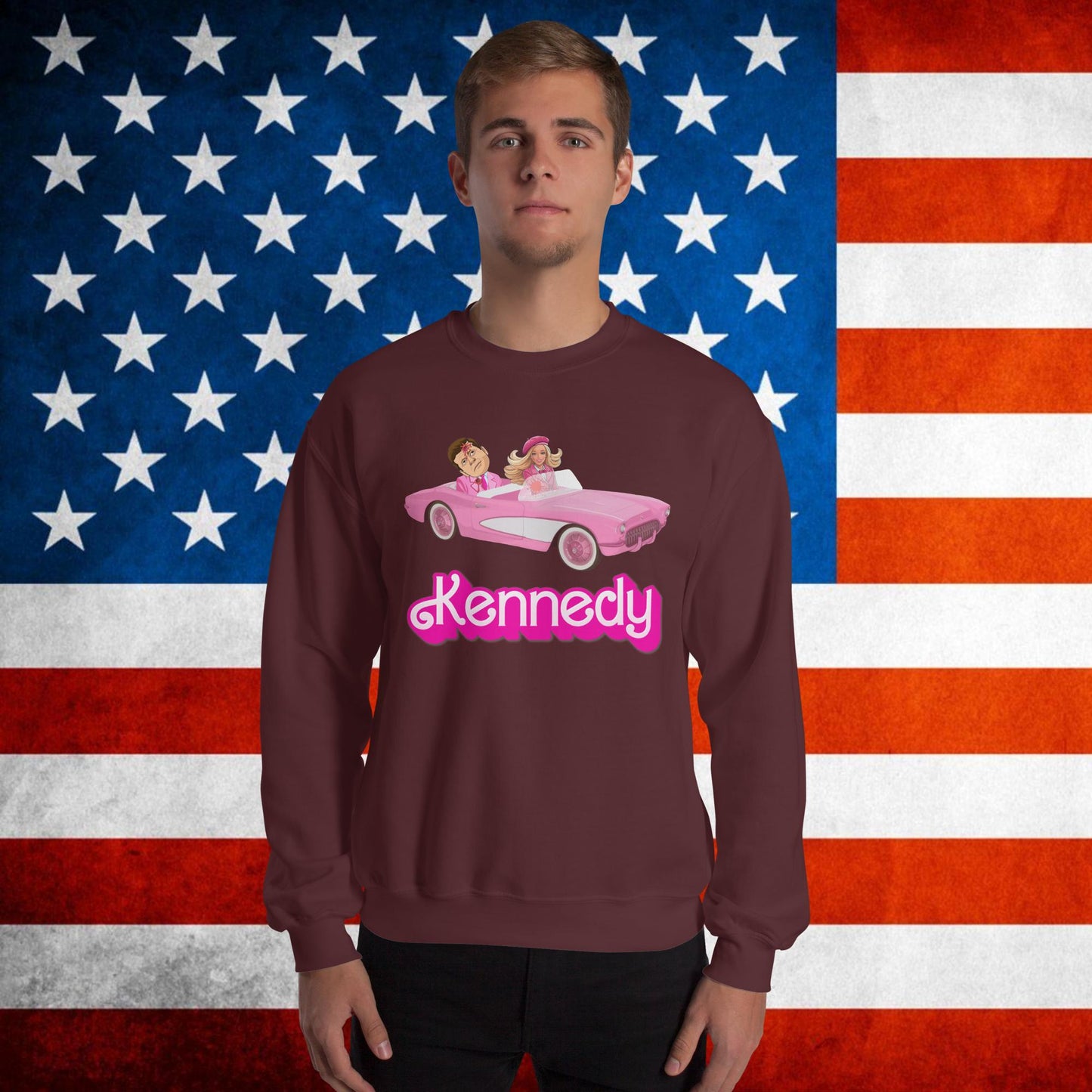 Kennedy JFK Conspiracy Ken Barbie Movie Unisex Sweatshirt Maroon Sweatshirts Barbie Conspiracy Theories Democrats JFK Ken Politics Next Cult Brand