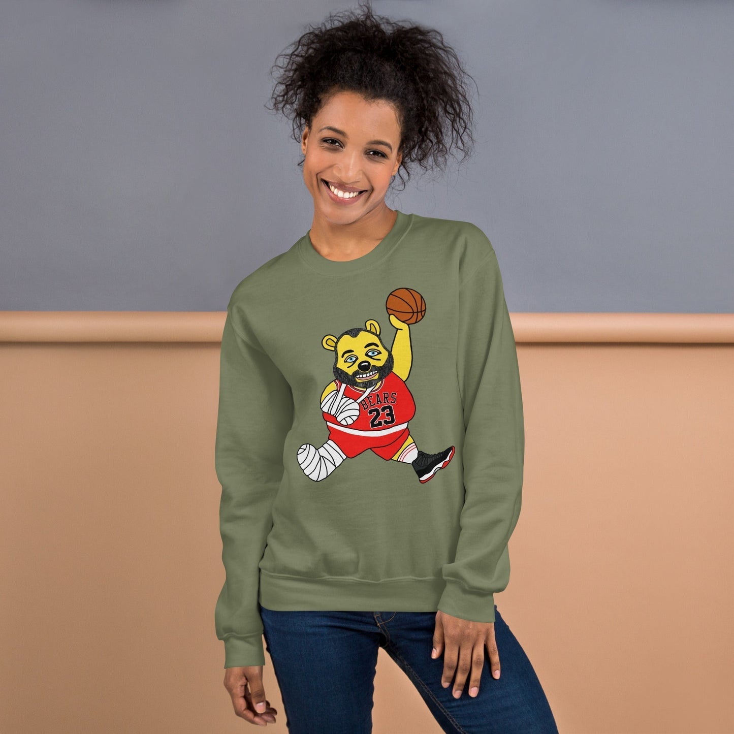 Air Segura, Tom Segura Basketball, Your Mom's House (YMH), 2 Bears 1 Cave, Funny Unisex Sweatshirt Military Green Sweatshirts 2 Bears 1 Cave Air Segura Podcasts Stand-up Comedy Tom Segura YMH Next Cult Brand