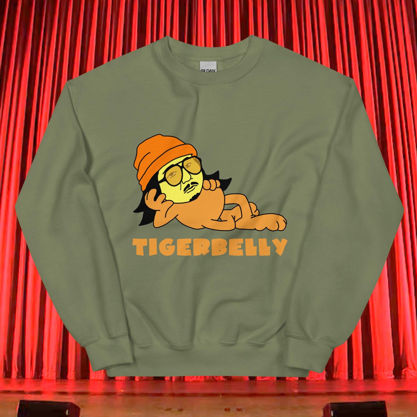Bobby Lee Tigerbelly, Bobby Lee Merch, Tigerbelly Merch, Bobby Lee Gift, Funny Tigerbelly Gift, Tigerbelly Podcast, TigerBelly Unisex Sweatshirt Military Green Sweatshirts Bobby Lee Podcasts Stand-up Comedy TigerBelly Next Cult Brand