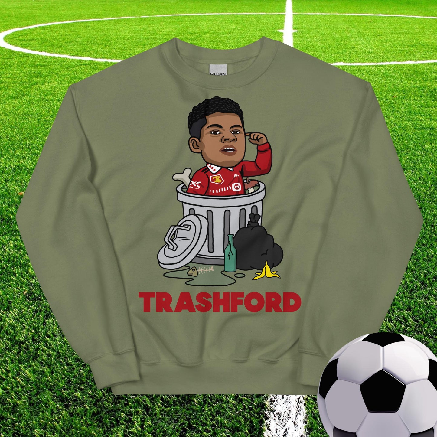 Trashford Marcus Rashford Manchester United Gift Man United Gift Marcus Rashford Unisex Sweatshirt Military Green Sweatshirts Football Manchester United Marcus Rashford Next Cult Brand