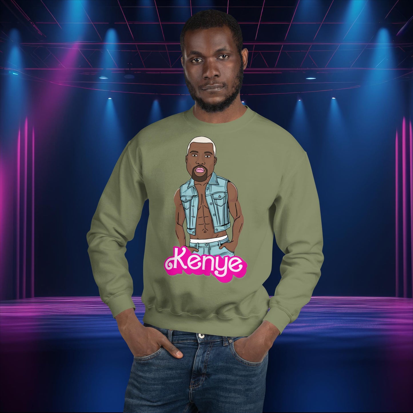 Kanye West Sweatshirt Kanye Jumper Kanye Sweater Barbie Jumper Barbie Sweater Ken Sweater Ken Jumper Hip Hop Sweater Barbie Gift Rap Music Military Green Sweatshirts Barbie Kanye West Ken Movies Music Next Cult Brand