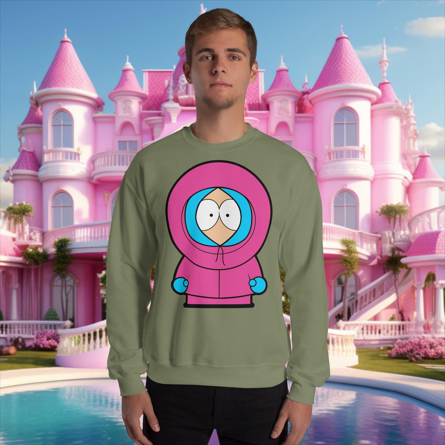 Kenny McCormick Ken Ryan Gosling Barbie South Park Kenny Unisex Sweatshirt Military Green Sweatshirts Barbie Ken Kenny Movies South Park TV Shows Next Cult Brand