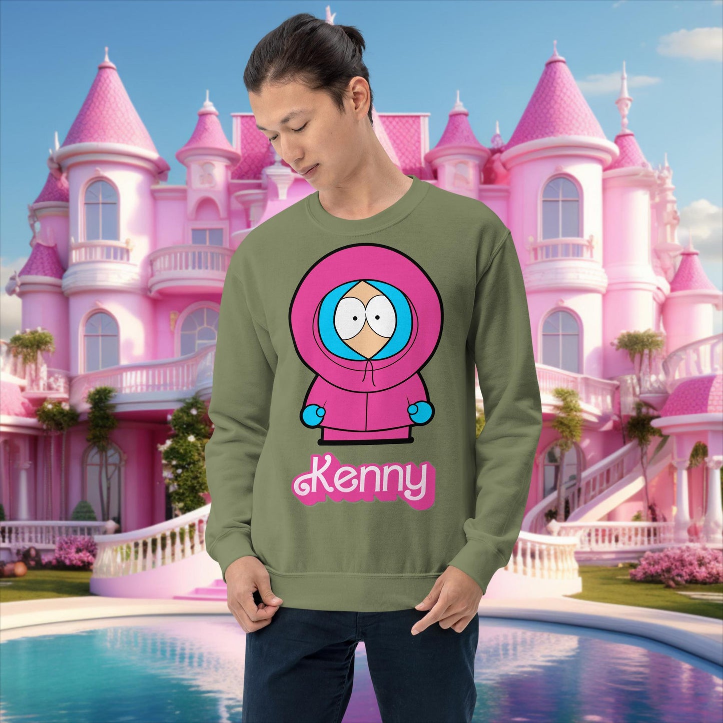 Kenny McCormick Ken Ryan Gosling Barbie South Park Kenny Unisex Sweatshirt Military Green Sweatshirts Barbie Ken Kenny Movies South Park TV Shows Next Cult Brand