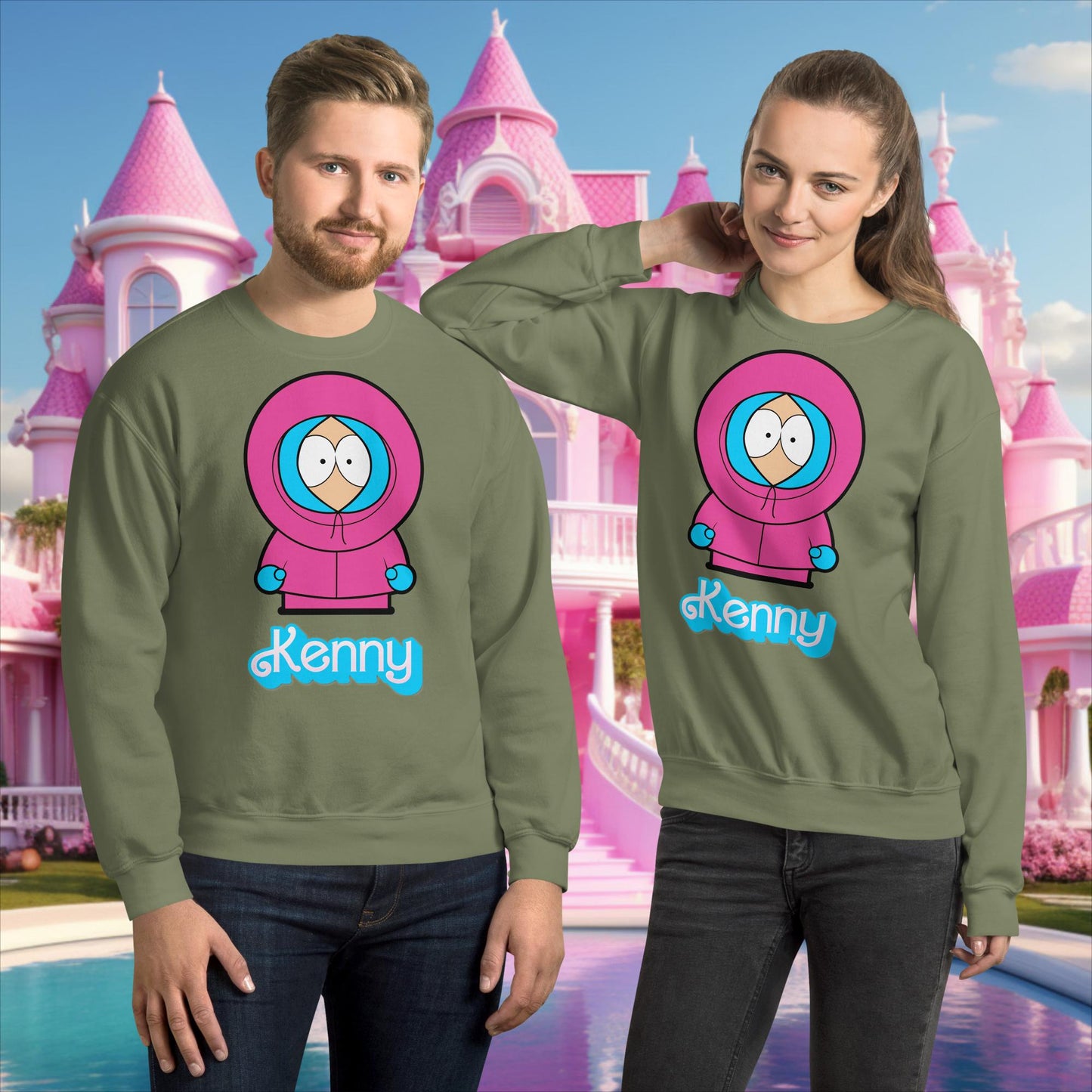 Kenny McCormick Ken Ryan Gosling Barbie South Park Kenny Unisex Sweatshirt Military Green Sweatshirts Barbie Ken Kenny Movies South Park TV Shows Next Cult Brand