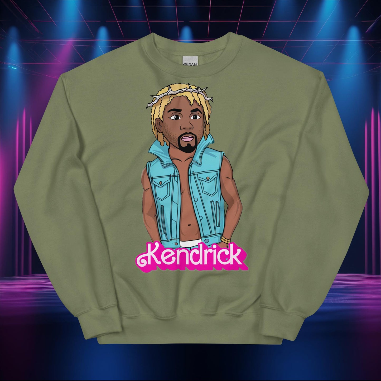 Kendrick Ken Ryan Gosling Barbie Hip Hop Rap Kendrick Lamar Unisex Sweatshirt Military Green Sweatshirts Barbie Ken Kendrick Lamar Movies Music Next Cult Brand