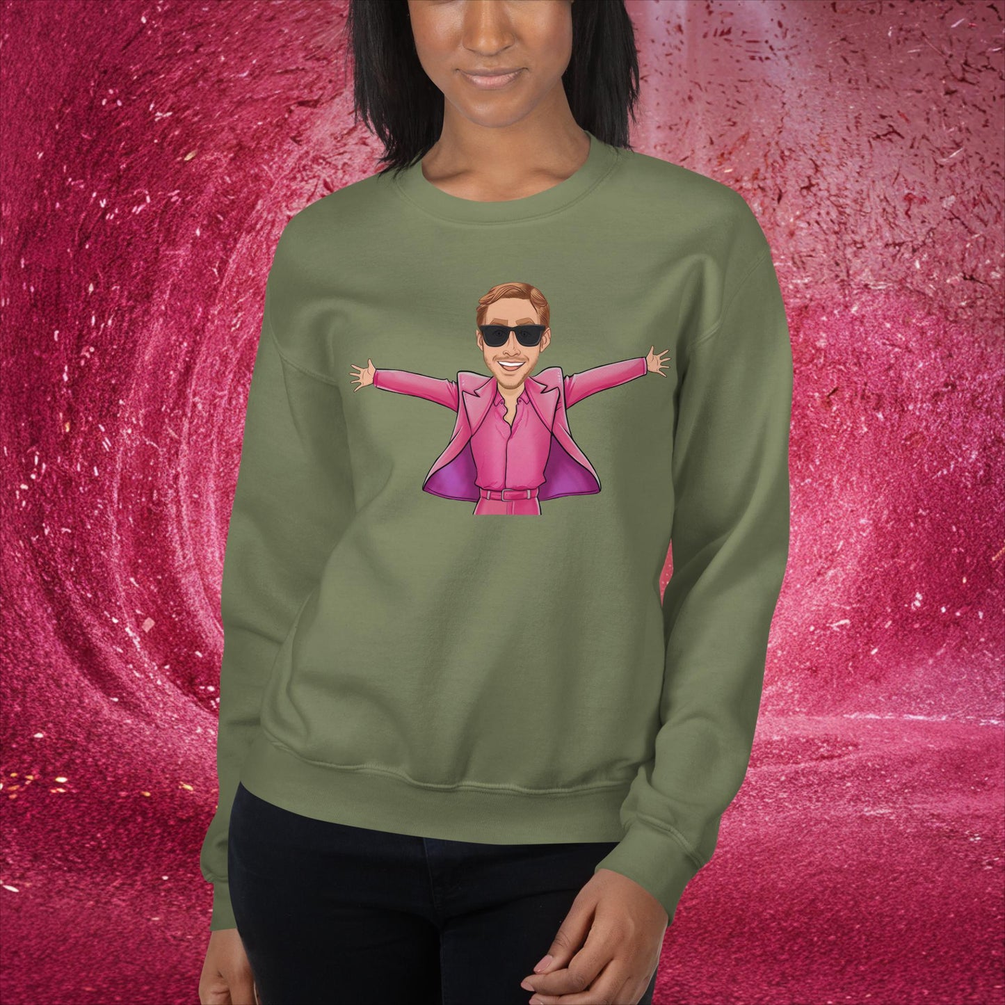 Ken Barbie Ryan Gosling I'm Just Ken Unisex Sweatshirt Military Green Sweatshirts Barbie Celebrities Ken Movies Ryan Gosling Next Cult Brand