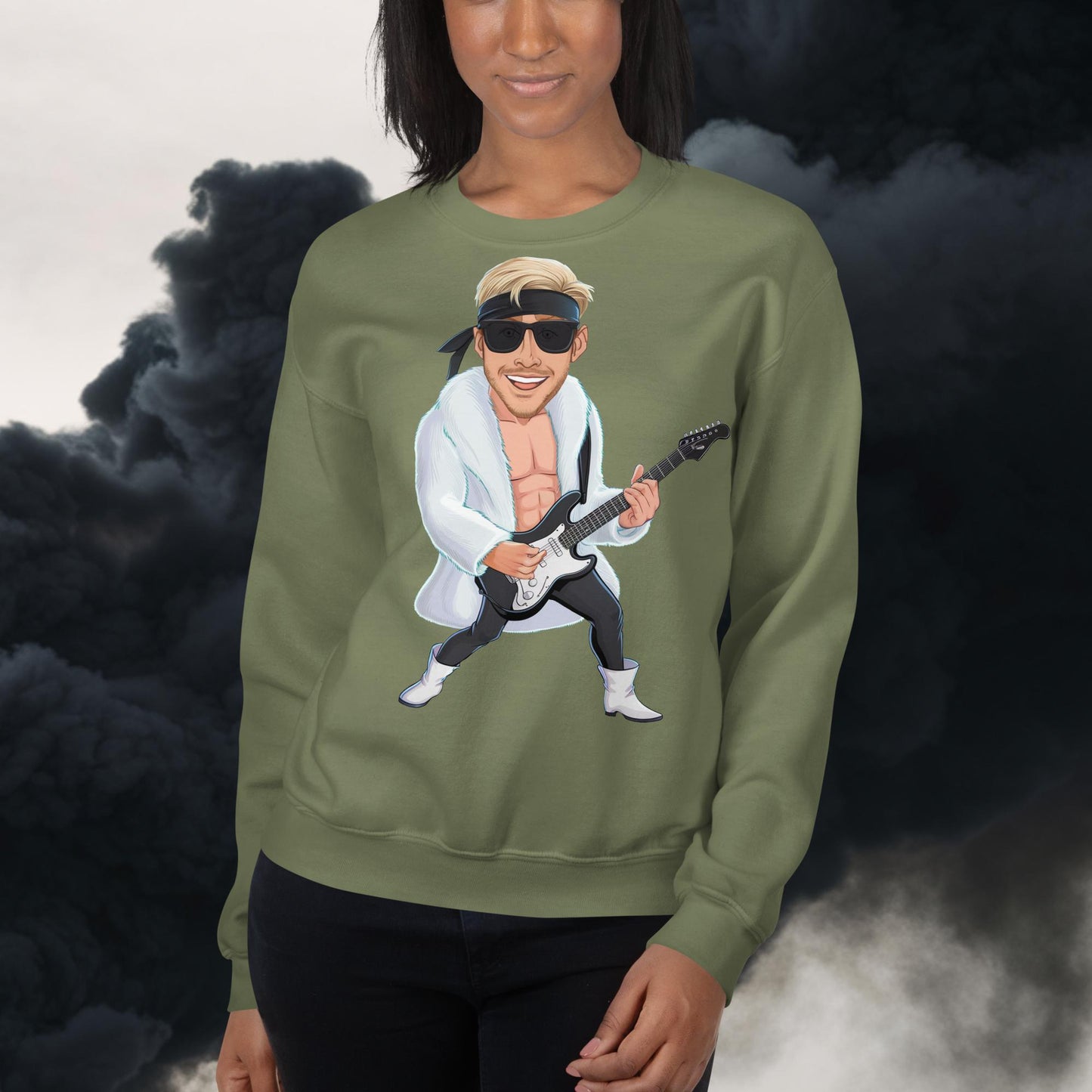 Rockstar Rock Music Unisex Sweatshirt Military Green Sweatshirts Barbie Celebrities Ken Movies Music Rock Music Ryan Gosling Next Cult Brand