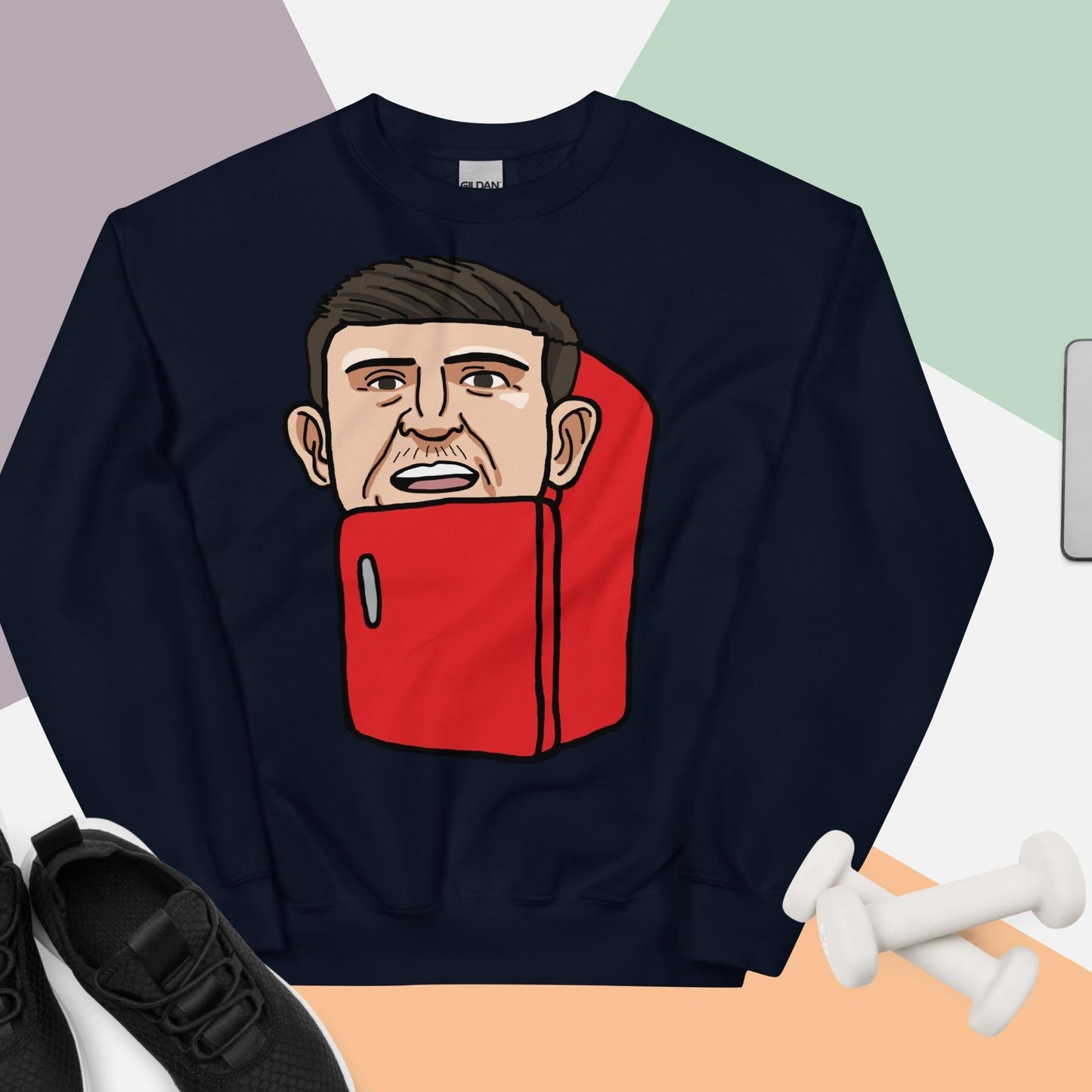 Harry ''The Fridge'' Maguire Unisex Sweatshirt, With Name & Number Navy Sweatshirts Football Harry Maguire Manchester United The Fridge Next Cult Brand