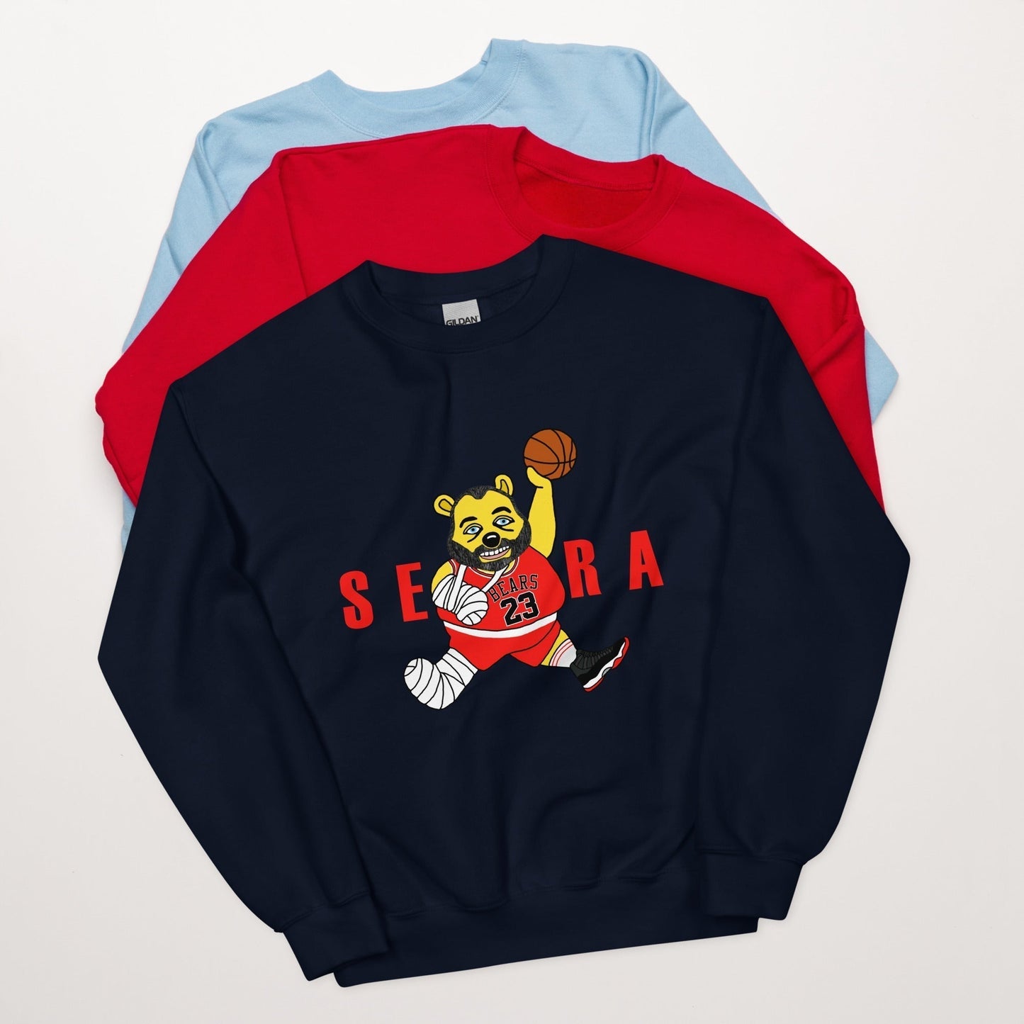 Air Segura, Tom Segura Basketball, Your Mom's House (YMH), 2 Bears 1 Cave, Funny Unisex Sweatshirt Navy Sweatshirts 2 Bears 1 Cave Air Segura Podcasts Stand-up Comedy Tom Segura YMH Next Cult Brand