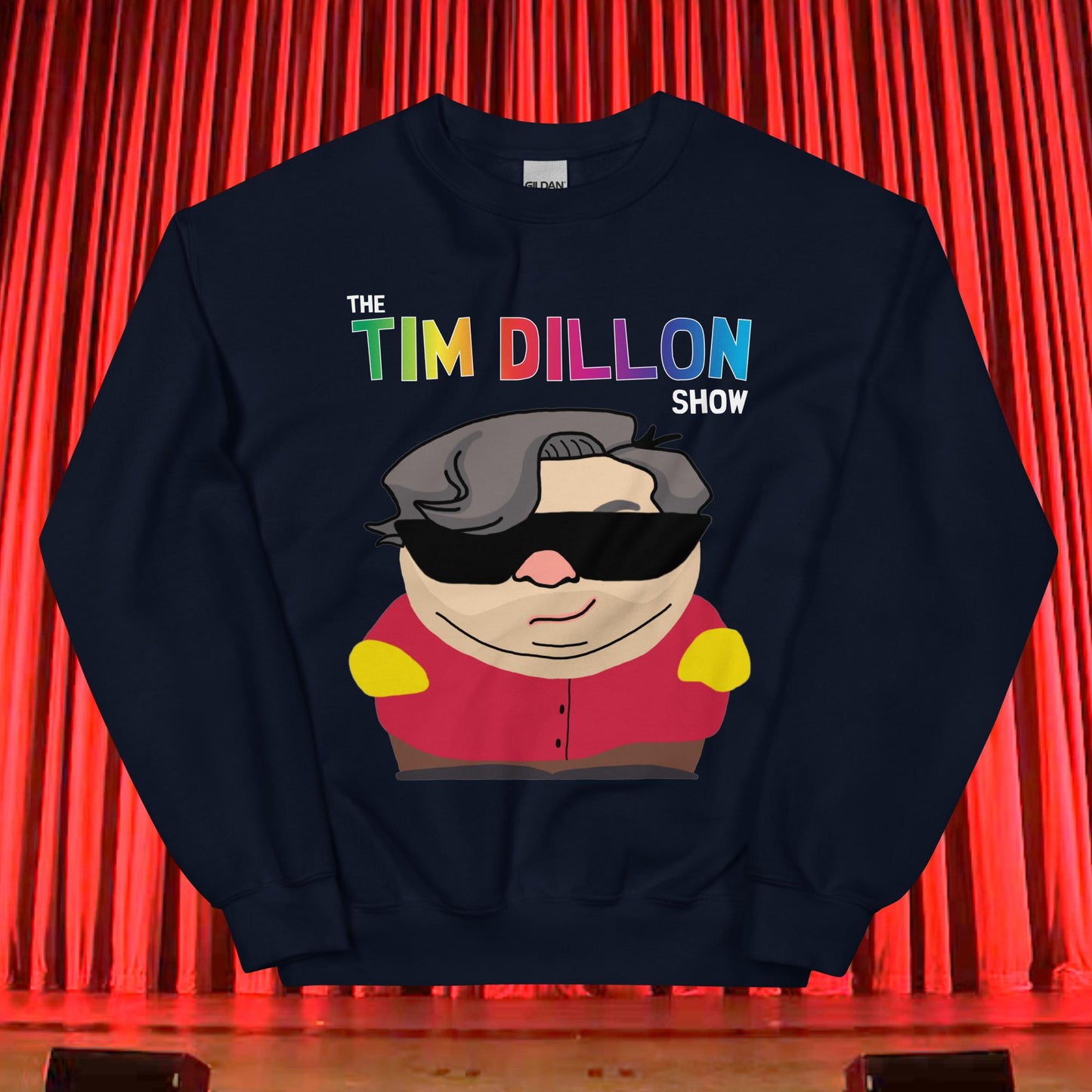 Tim Dillon Cartman, Southpark, The Tim Dillon Show, Tim Dillon Podcast, Tim Dillon Merch, Tim Dillon Unisex Sweatshirt Navy Sweatshirts Podcasts Stand-up Comedy Tim Dillon Next Cult Brand