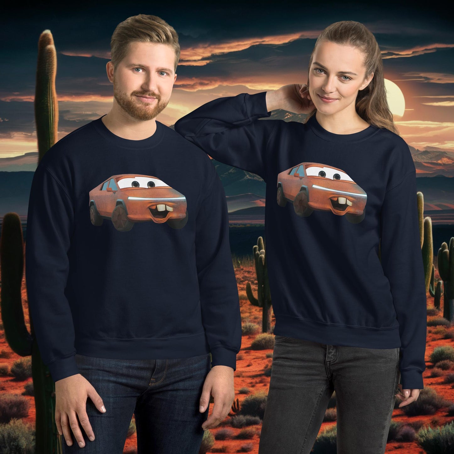 Rusty Tesla Cybertruck Elon Musk Cars Movie Tow Mater Unisex Sweatshirt Navy Sweatshirts Cars Movie Celebrities Cybertruck Elon Musk Movies Tesla Next Cult Brand