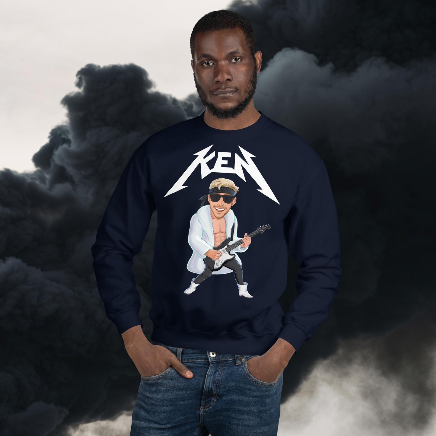 Rockstar Ken Barbie Movie Ryan Gosling Unisex Sweatshirt Navy Sweatshirts Barbie Celebrities Ken Movies Ryan Gosling Next Cult Brand