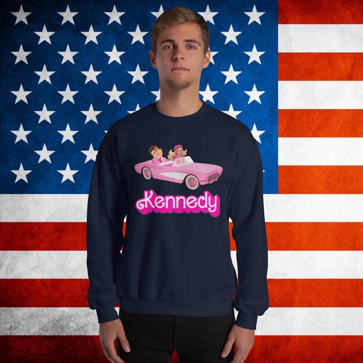 Kennedy JFK Conspiracy Ken Barbie Movie Unisex Sweatshirt Navy Sweatshirts Barbie Conspiracy Theories Democrats JFK Ken Politics Next Cult Brand