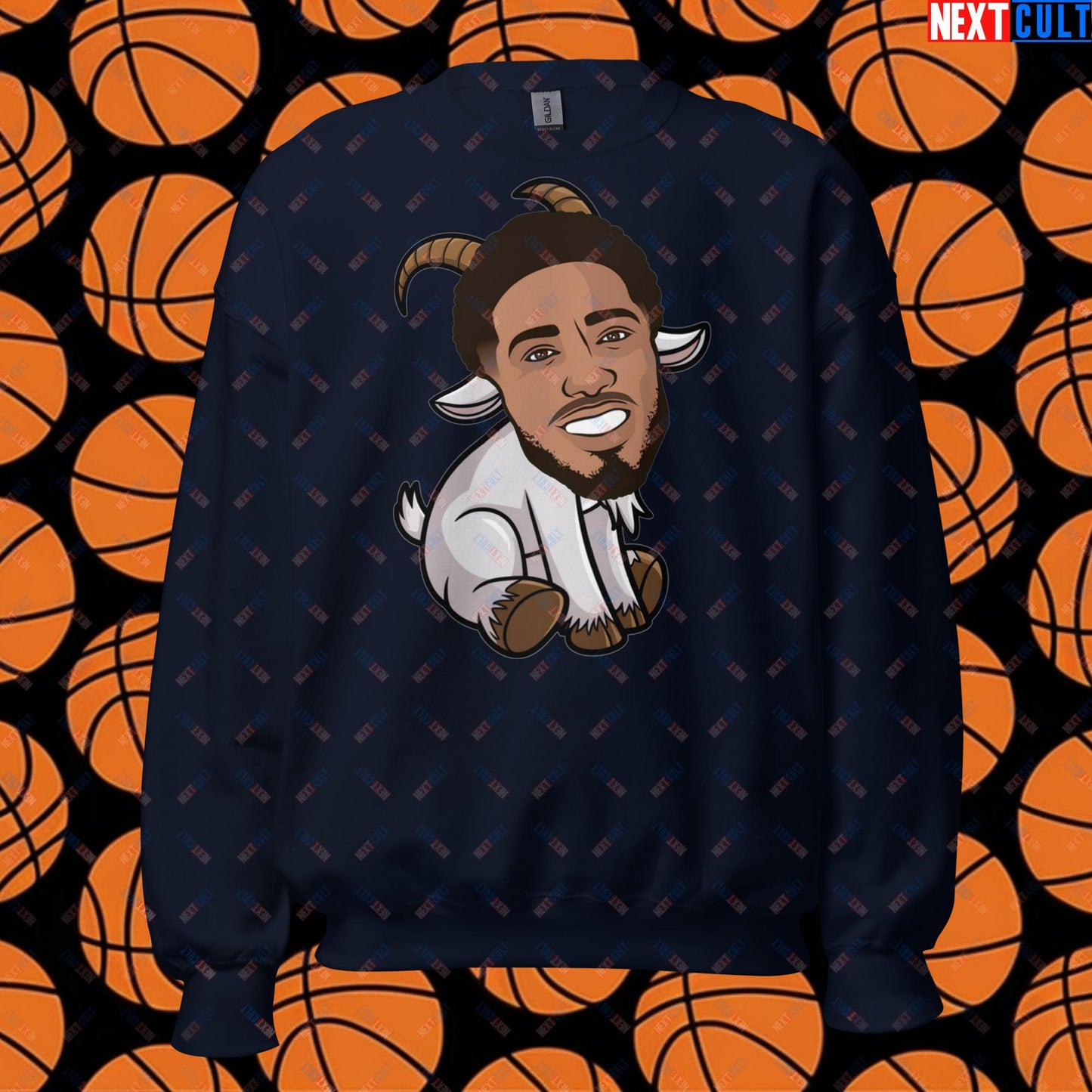 Tyrese Haliburton G.O.A.T. Sweatshirt - Funny Basketball Meme Jumper - Indiana Pacers GOAT Pullover - Perfect Gift for Basketball Fans Unisex Sweatshirt Navy Sweatshirts Basketball G.O.A.T. Indiana Pacers NBA Tyrese Haliburton Next Cult Brand