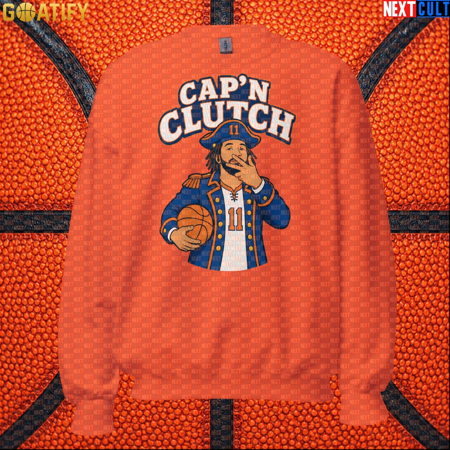 Jalen Brunson Sweatshirt – Captain Clutch Crewneck for Knicks Fans and Basketball Gifts Orange Next Cult Brand