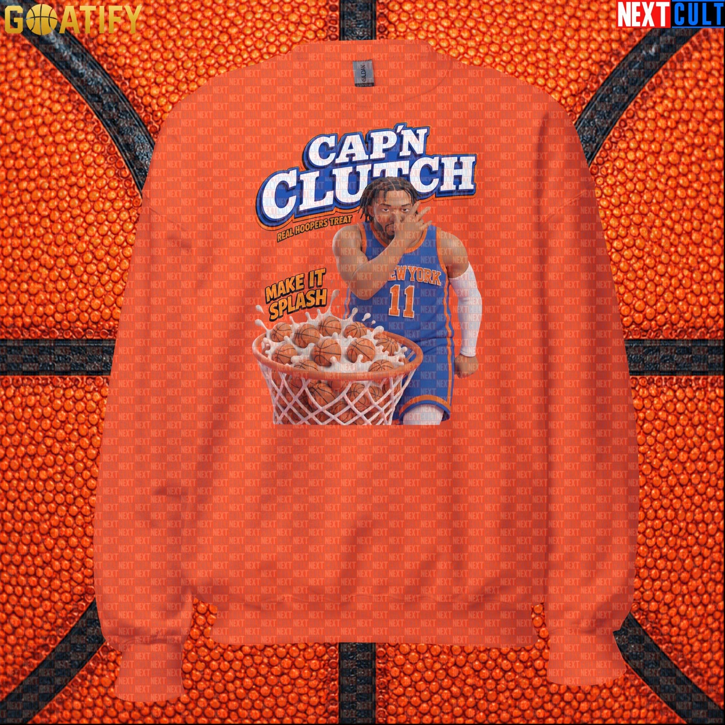 Jalen Brunson Sweatshirt – Captain Clutch Crewneck Gift for Knicks and NBA Fans Orange Next Cult Brand