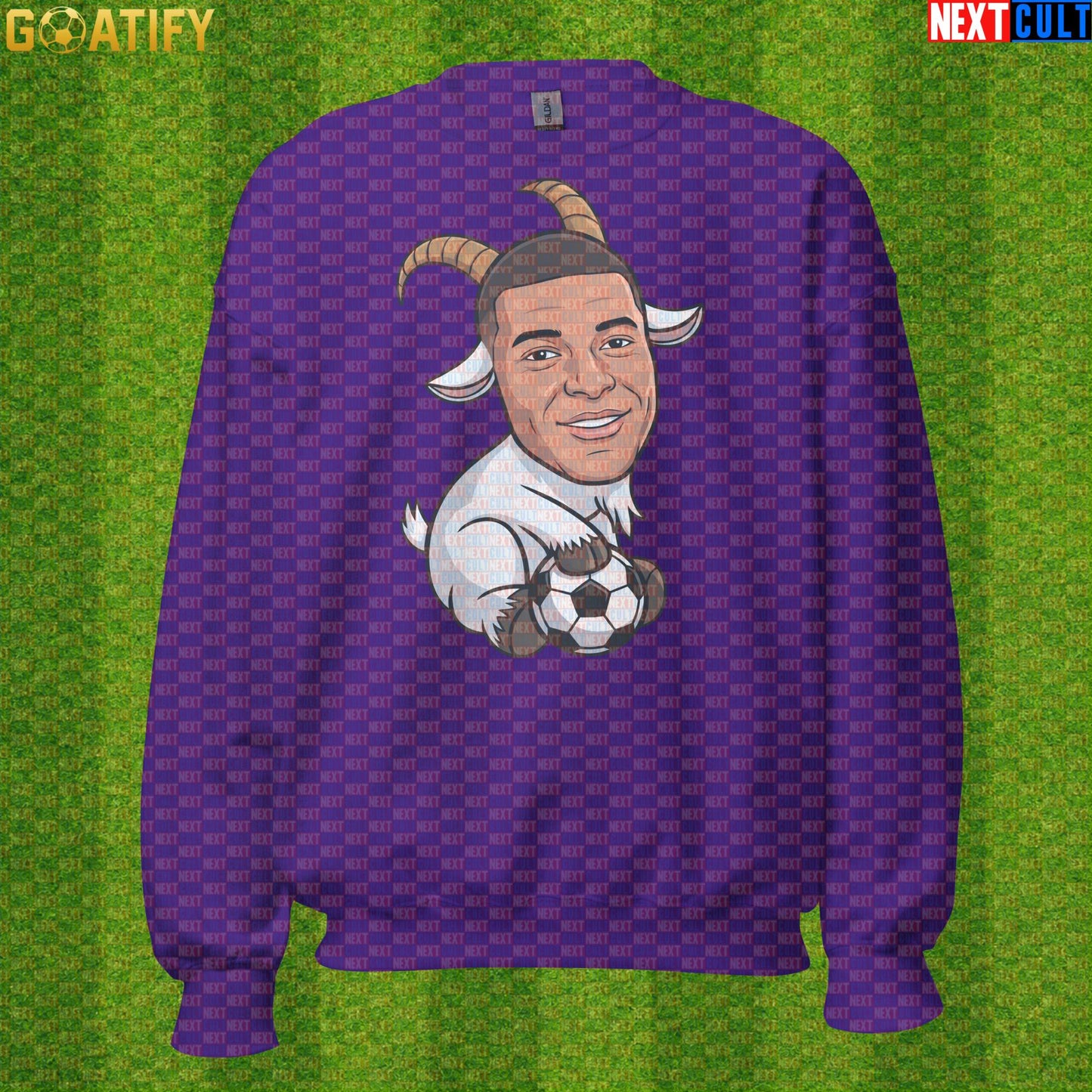Kylian Mbappe Sweatshirt – GOAT Soccer Crewneck Football Gift for France and Real Madrid Fans Purple Sweatshirts Next Cult Brand