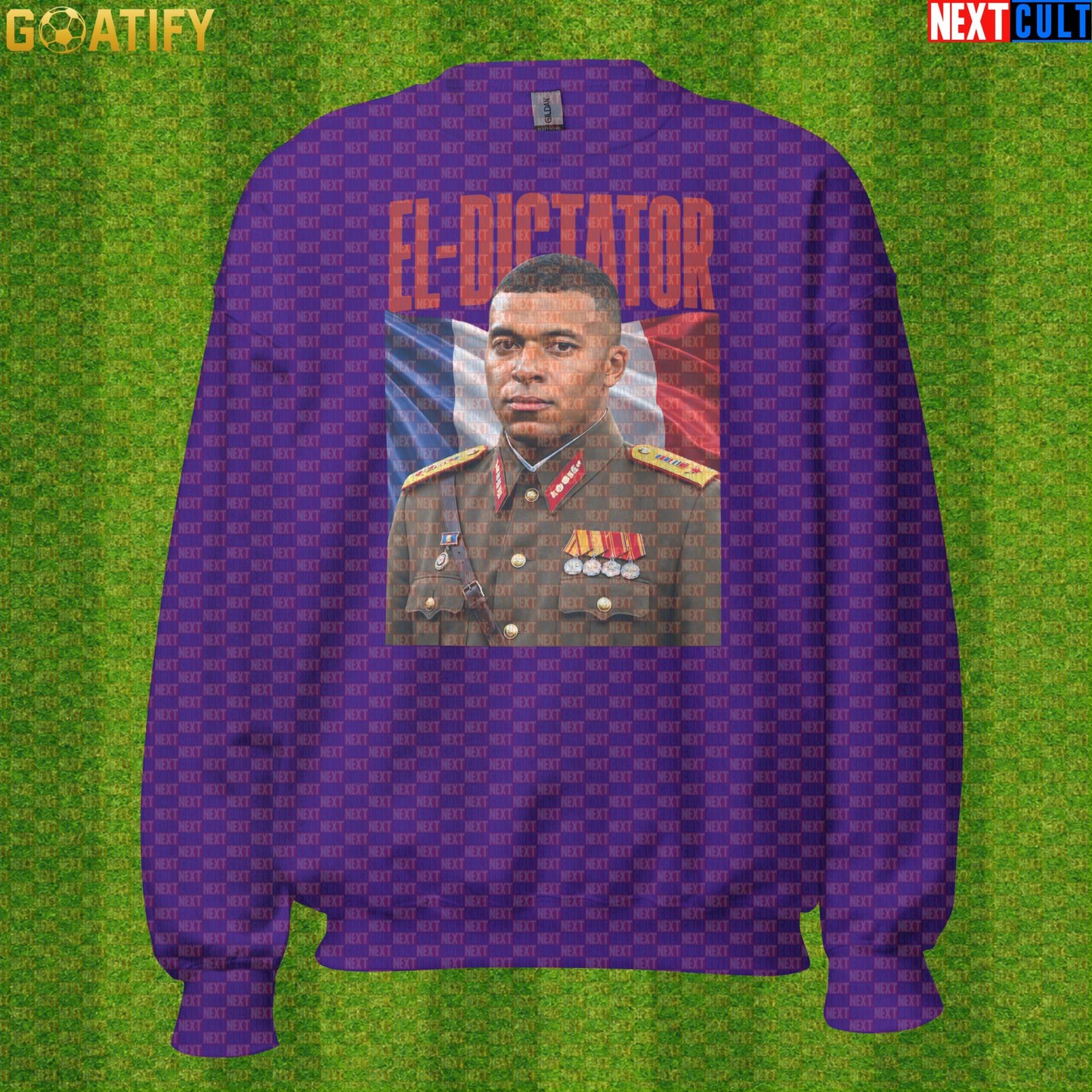Kylian Mbappe Sweatshirt – El Dictator Retro Soccer Crewneck for France and PSG Fans Purple Sweatshirts Next Cult Brand