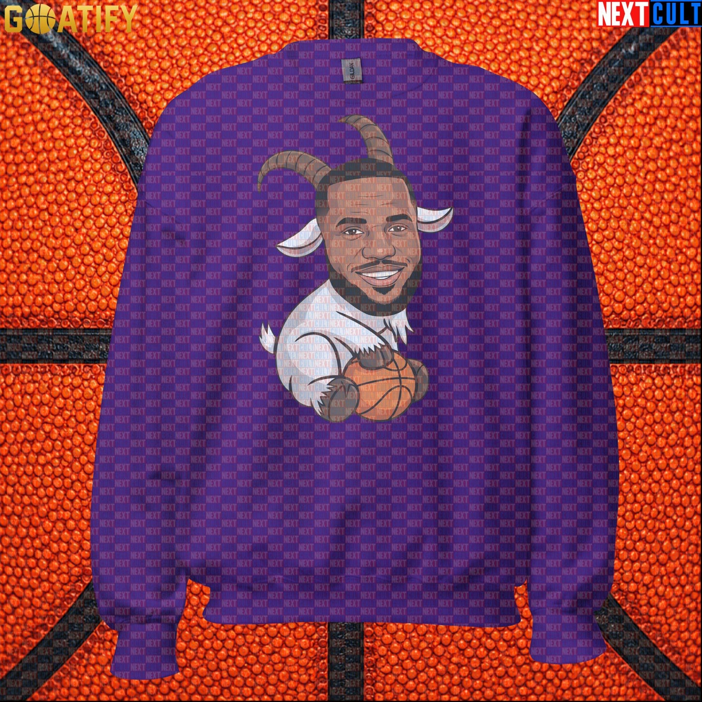LeBron James Sweatshirt – LeGOAT Basketball Crewneck Gift for NBA Fans and Collectors Purple Sweatshirts Next Cult Brand