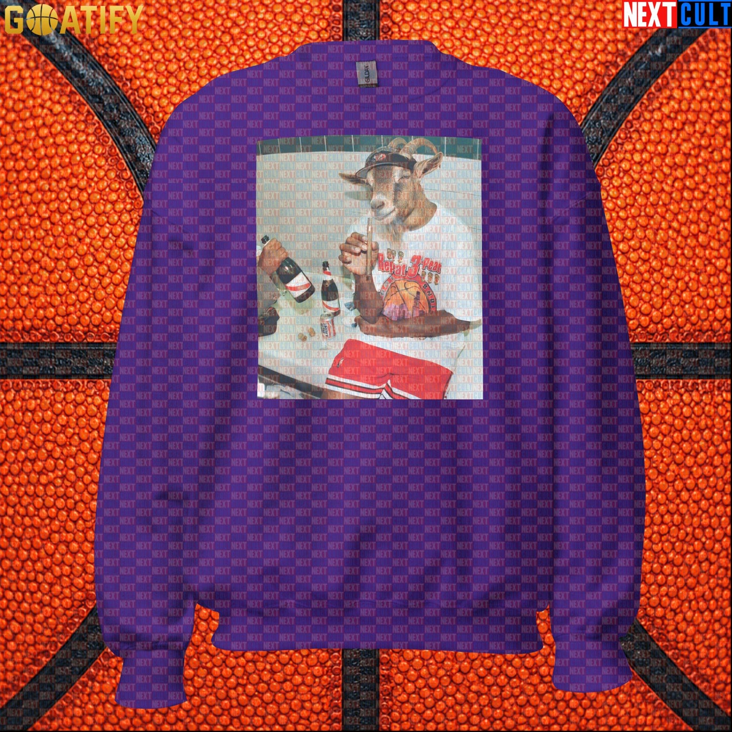 Michael Jordan Sweatshirt – Repeat 3-Peat Champion Crewneck for Chicago Bulls NBA Fans Purple Sweatshirts Next Cult Brand