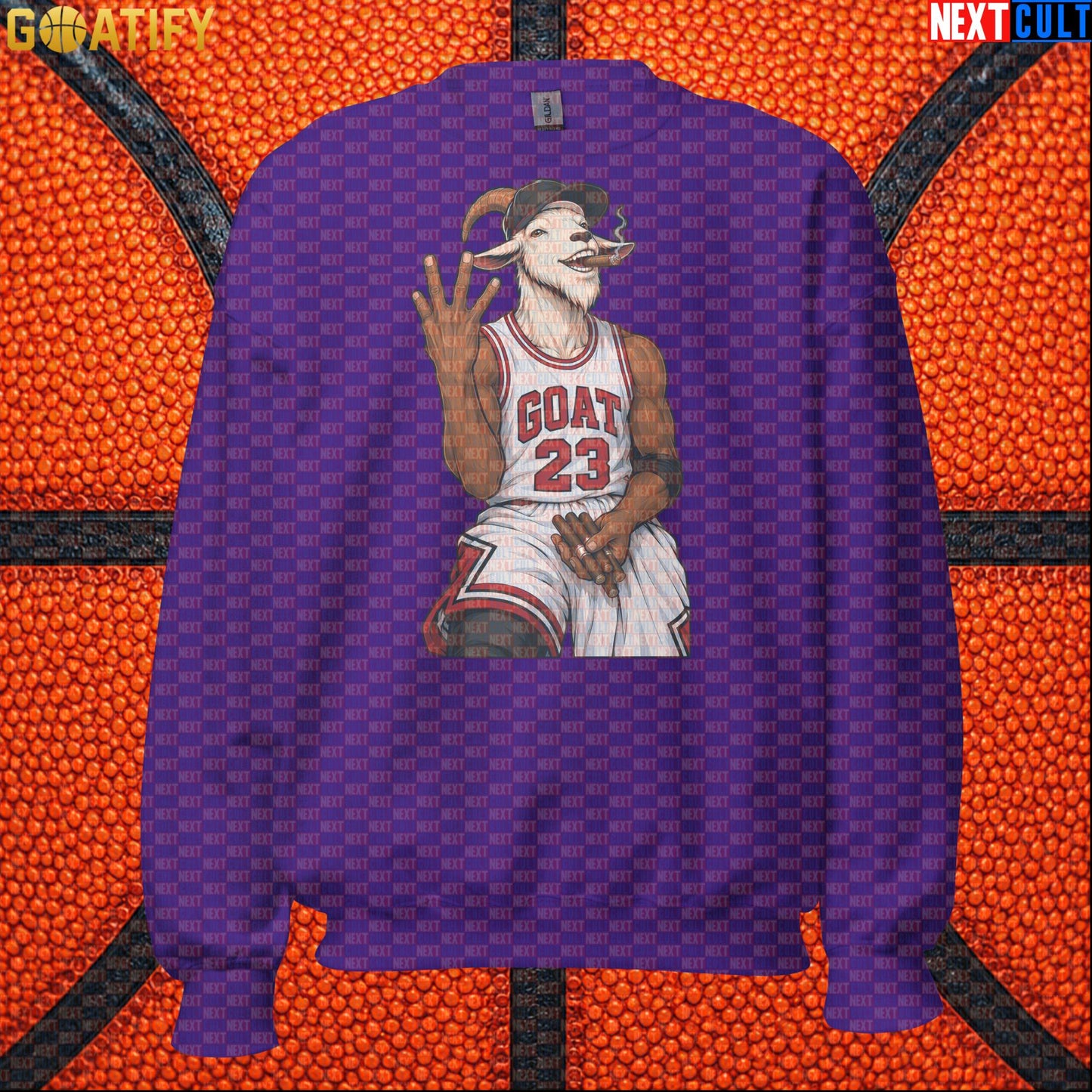 Michael Jordan Sweatshirt – GOAT Cigar Celebration Crewneck for Chicago Bulls Fans Purple Sweatshirts Next Cult Brand