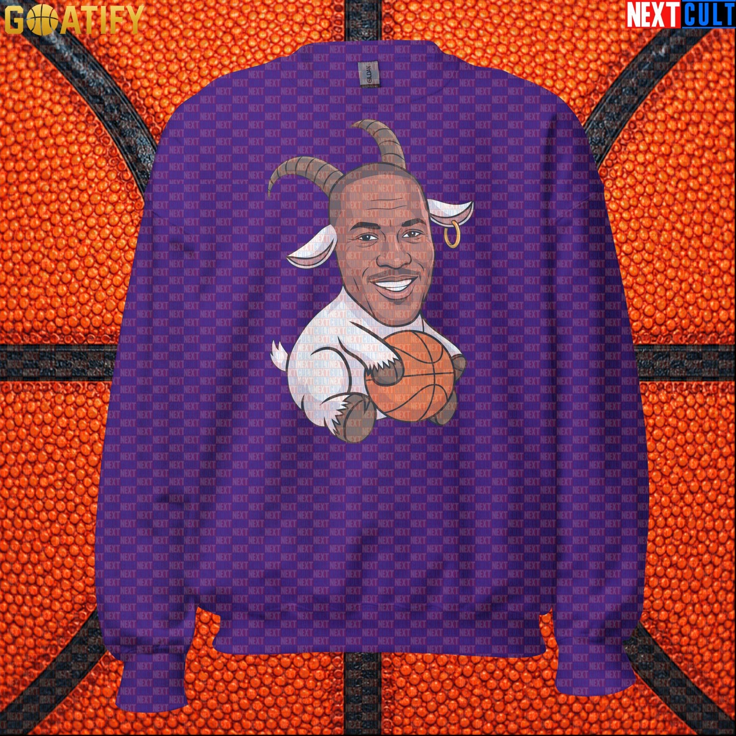 Michael Jordan Sweatshirt - GOAT Chicago Bulls Basketball Crewneck Gift for Jordan NBA Fans Purple Sweatshirts Next Cult Brand