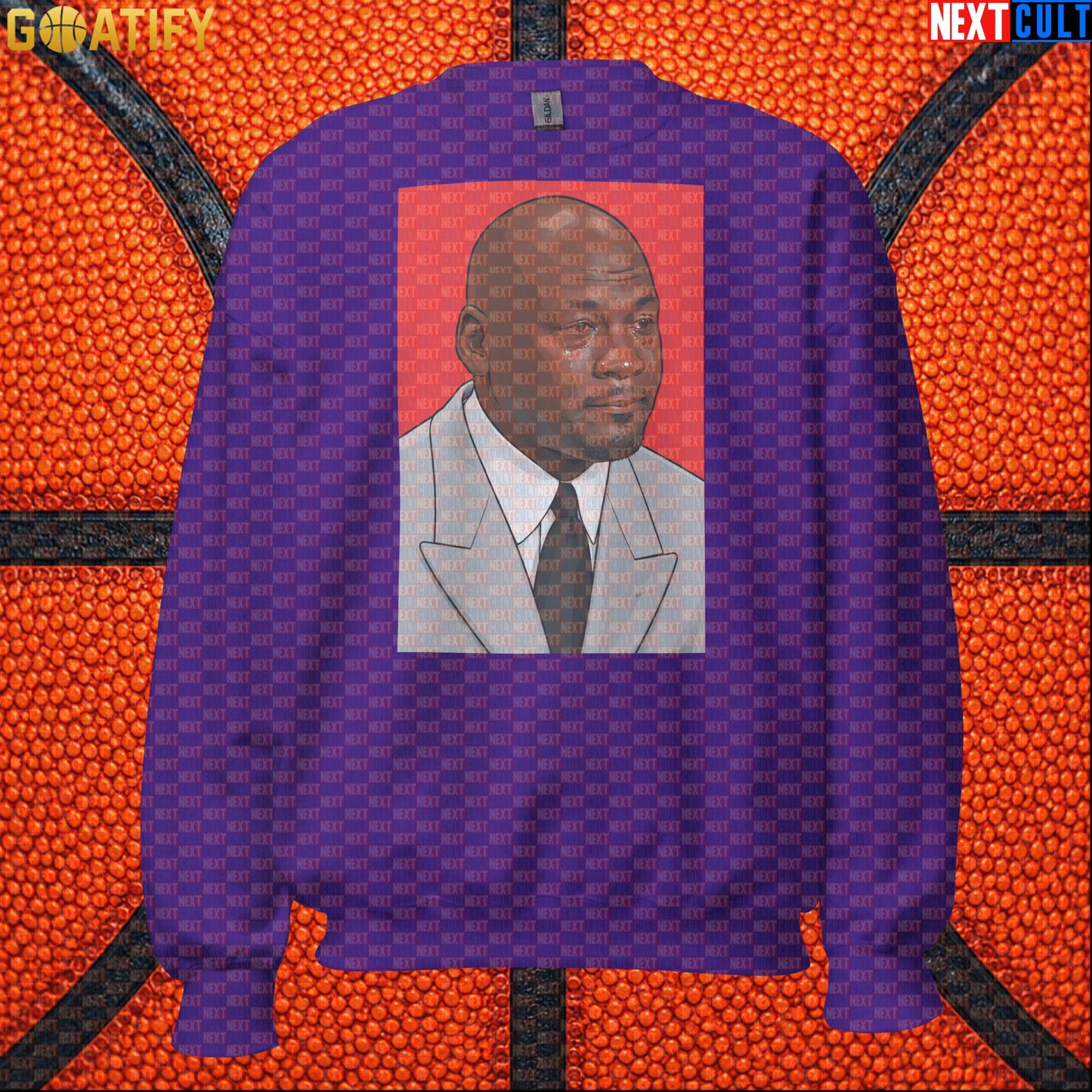 Michael Jordan Sweatshirt Crying Jordan Meme Crewneck Gift for Chicago Bulls NBA Fans Purple Sweatshirts Next Cult Brand