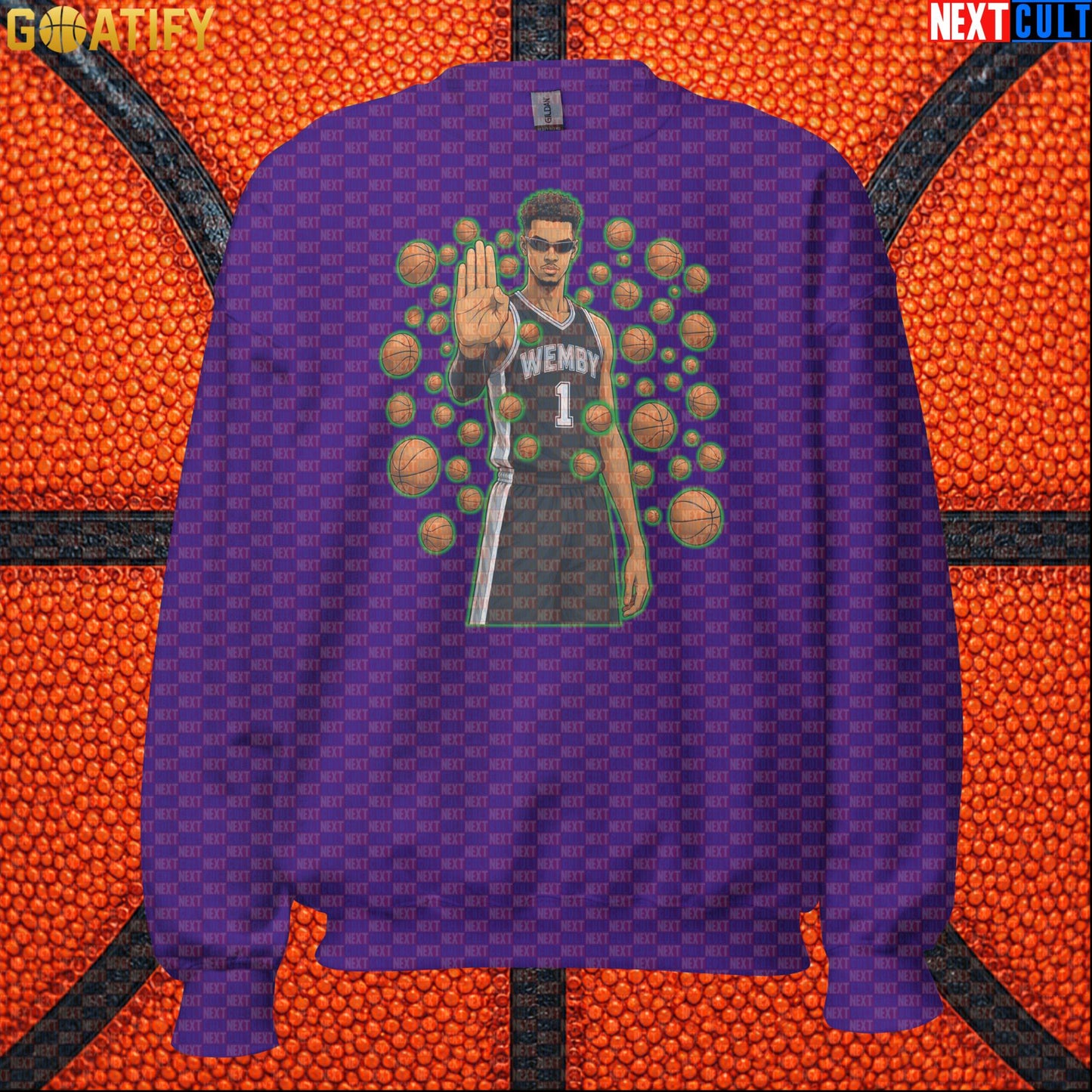 Basketball Sweatshirt Wemby Matrix Stopper Meme Gift for Spurs Fans and NBA Collectors Purple Sweatshirts Next Cult Brand