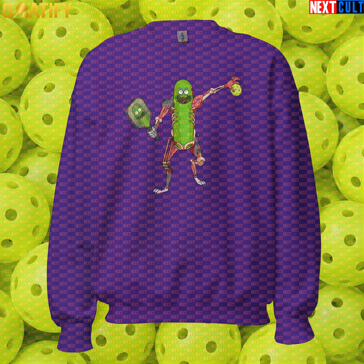Pickleball Sweatshirt Pickle Rick Mutant Court Warrior for Players & Funny Sports Gifts Purple Sweatshirts Next Cult Brand