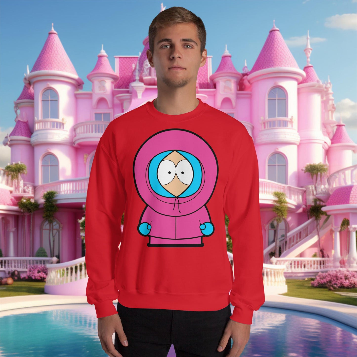 Kenny McCormick Ken Ryan Gosling Barbie South Park Kenny Unisex Sweatshirt Red Sweatshirts Barbie Ken Kenny Movies South Park TV Shows Next Cult Brand